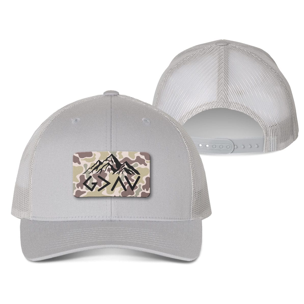 Our True God Hat Snapback / Silver / One Size God Is Greater Than The Highs And Lows Mountain Duck Camo Patch Fall Collection Hats