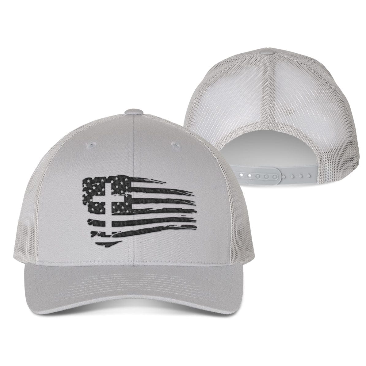 Our True God Hat Snapback / Silver / One Size Tattered Flag Cross Fall Collection Hats
