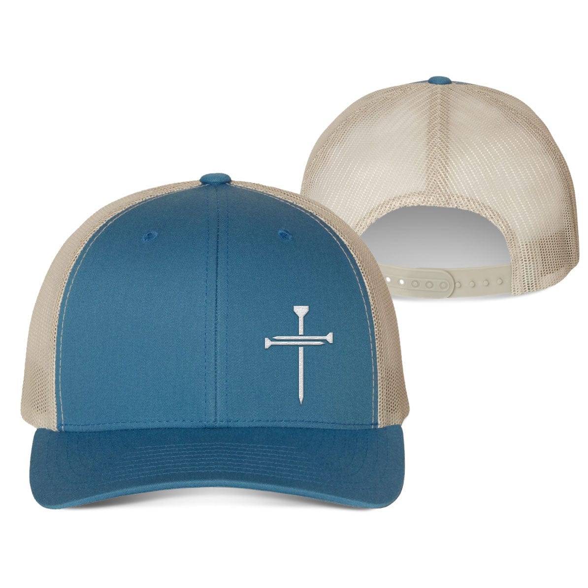 Our True God Hat Snapback / Steel Blue and Silver / One Size Nail Cross Lower Left Fall Collection Hats