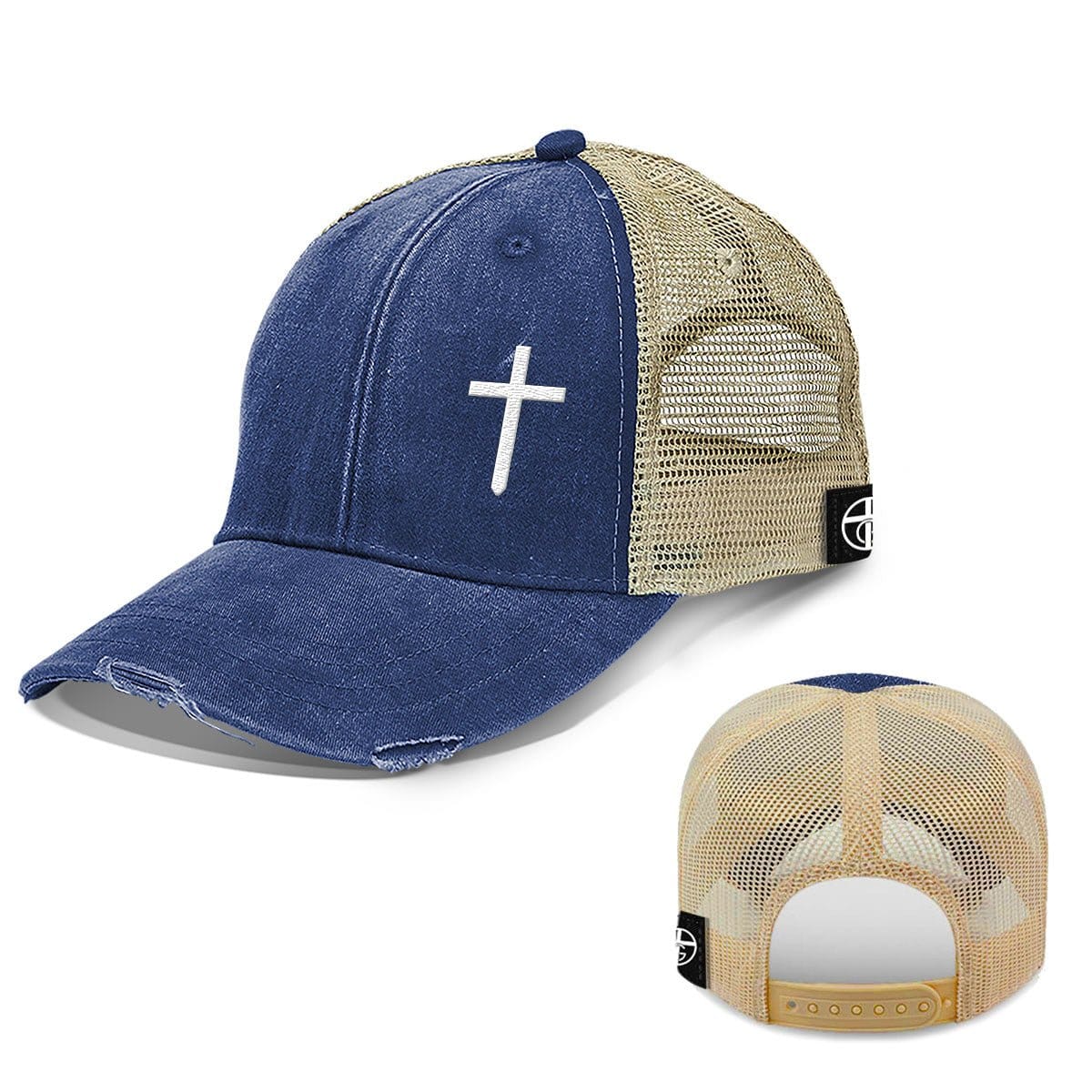 Our True God Hat Trucker / Royal Blue / One Size Cross Lower Left Trucker Hats
