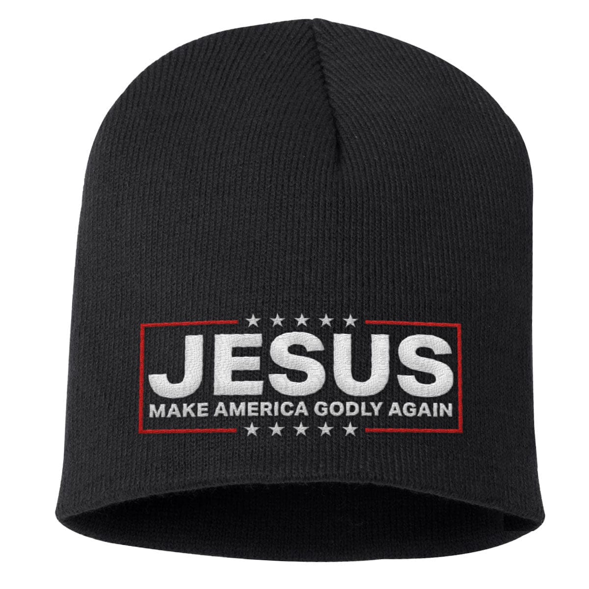 Our True God Hat Uncuffed Beanies / Black / One Size Jesus Make America Godly Again Beanies