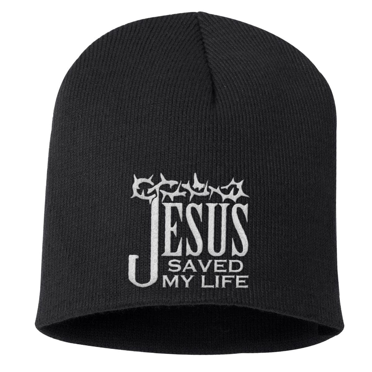 Our True God Hat Uncuffed Beanies / Black / One Size Jesus Saved My Life Beanies