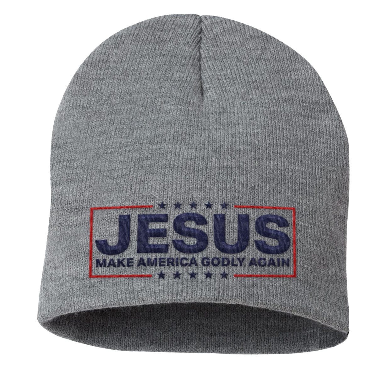 Our True God Hat Uncuffed Beanies / Grey / One Size Jesus Make America Godly Again Beanies