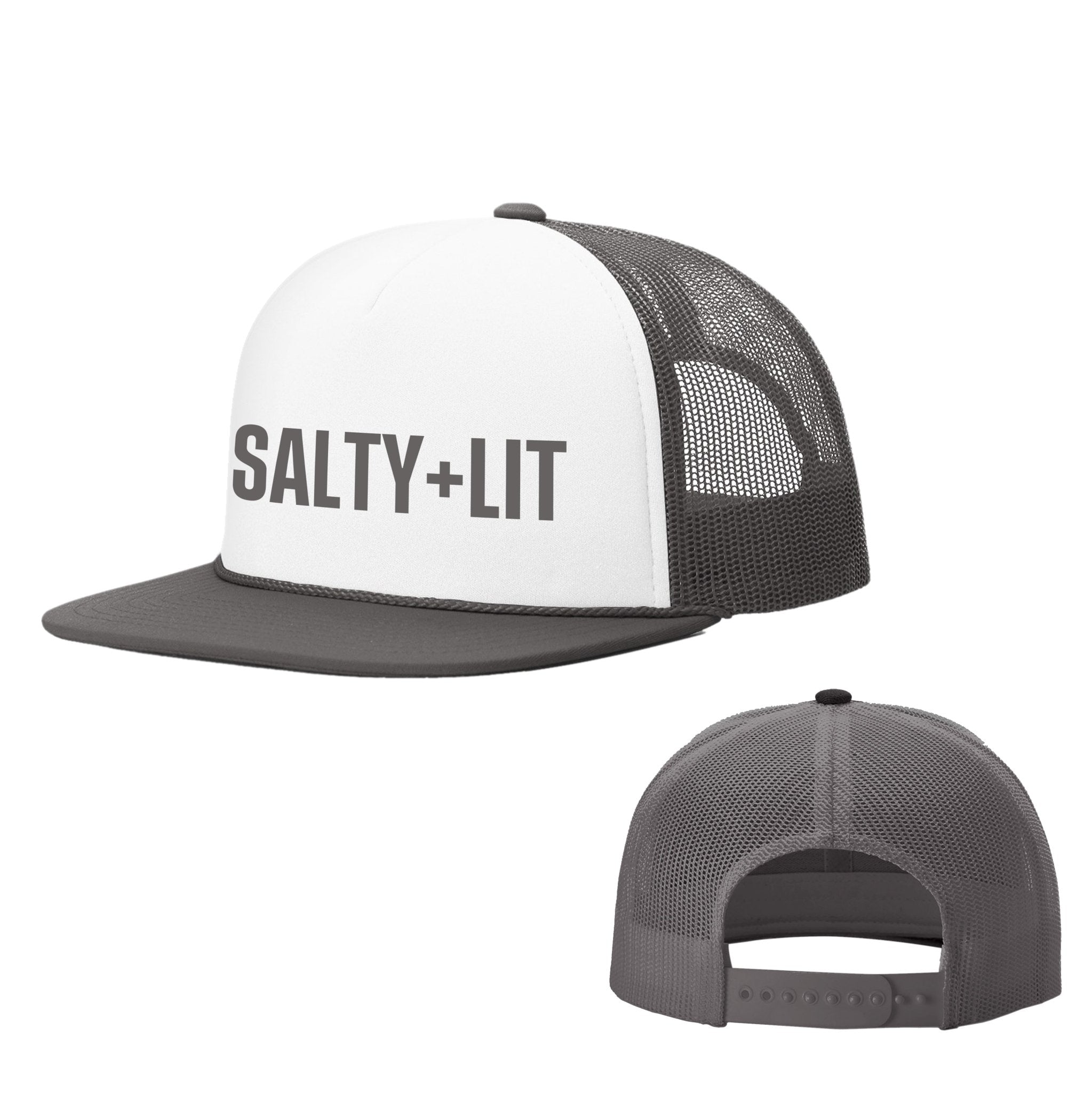 Our True God Hat White and Charcoal / One Size Salty + Lit Foam Trucker Hats