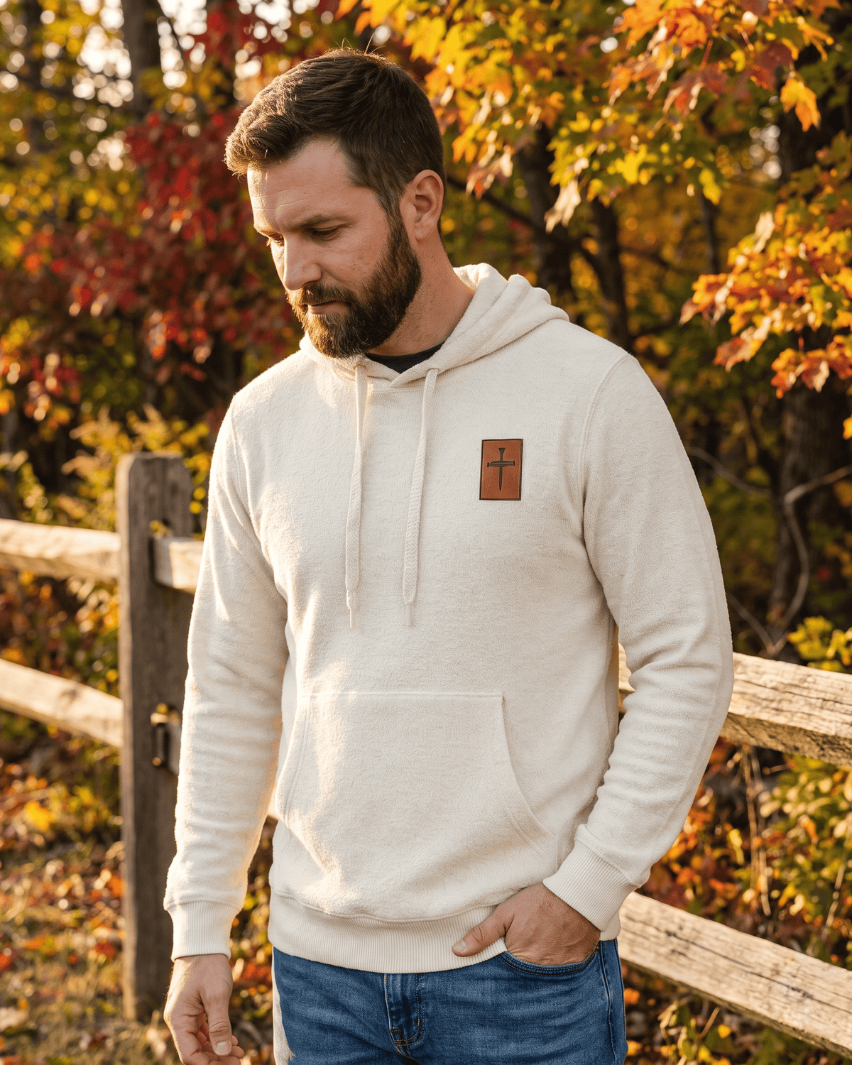 Our True God Hoodie Latte / S The Nail Cross Nantucket Hoodie