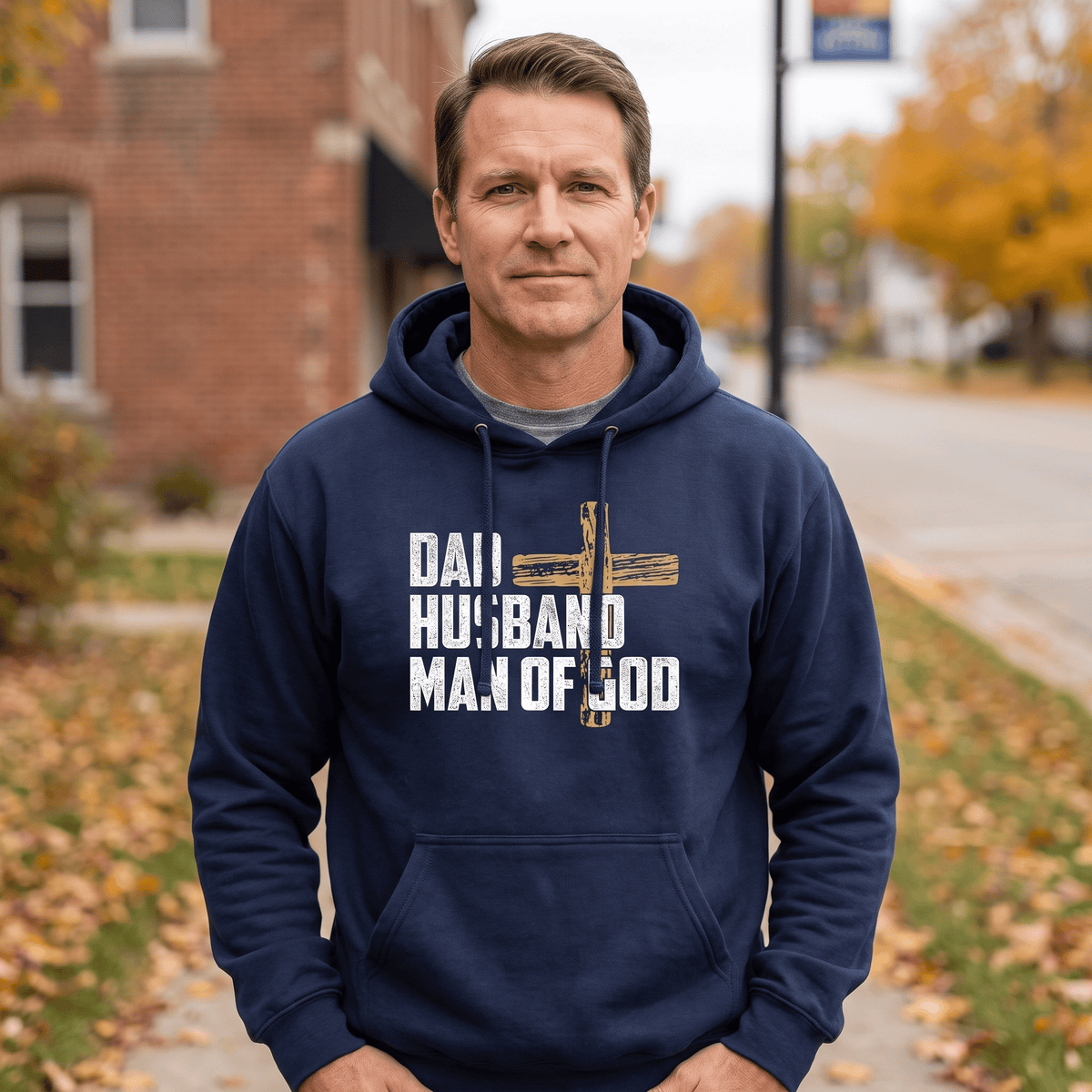 OurTrueGod Customs Apparel Dad, Husband, Man Of God Hoodie