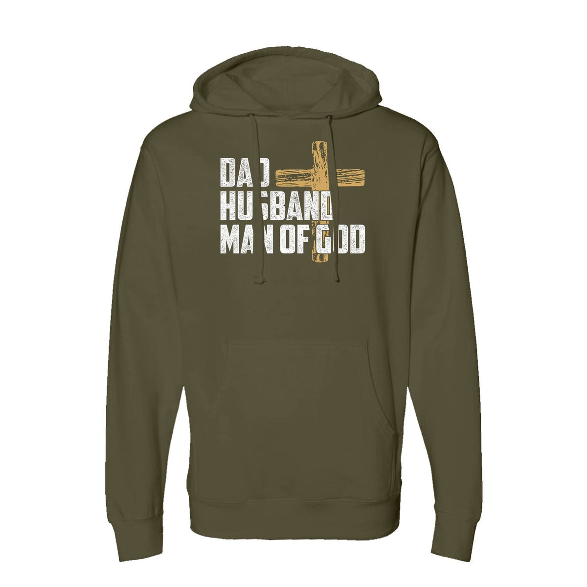 Dad, Husband, Man Of God Hoodie in Army
