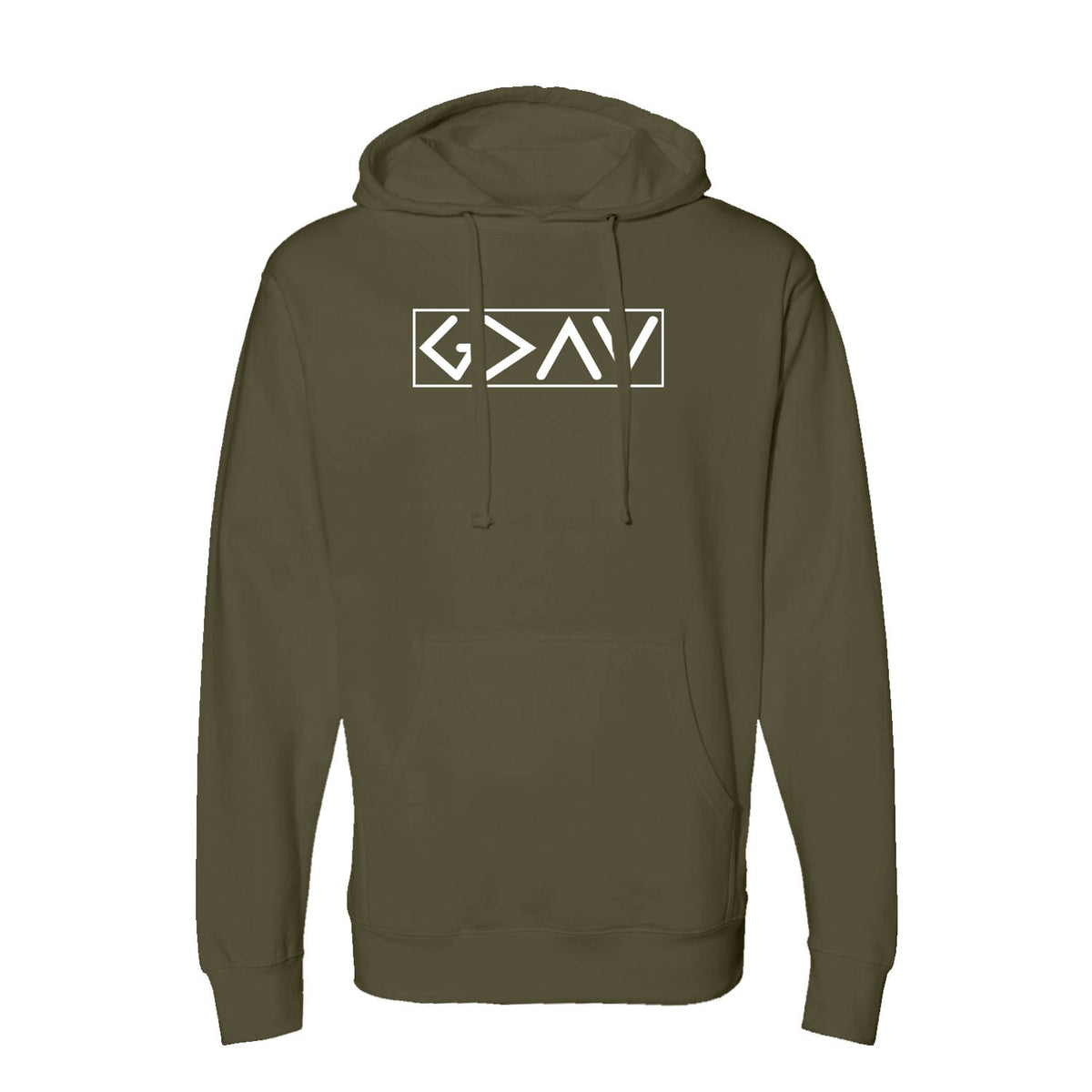 God is Greater than the High and Lows Hoodie in Army