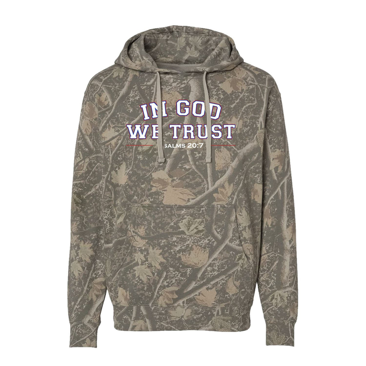 OurTrueGod Customs Apparel Hoodie / Deadwood Tree Camo / S In God We Trust - Psalms 20:7 Hoodie