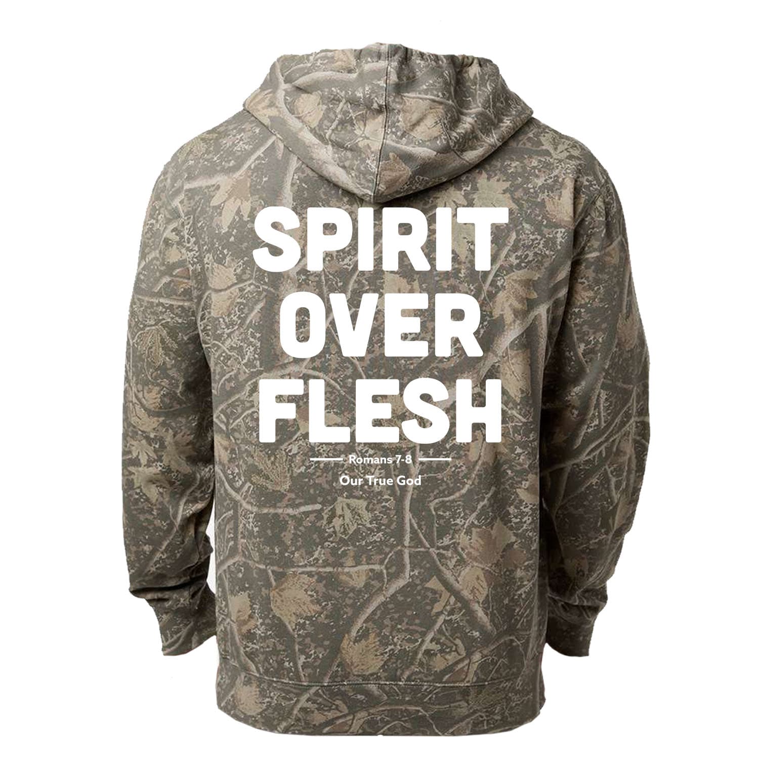 OurTrueGod Customs Apparel Hoodie / Deadwood Tree Camo / S Romans 7: Spirit Over Flesh Hoodie