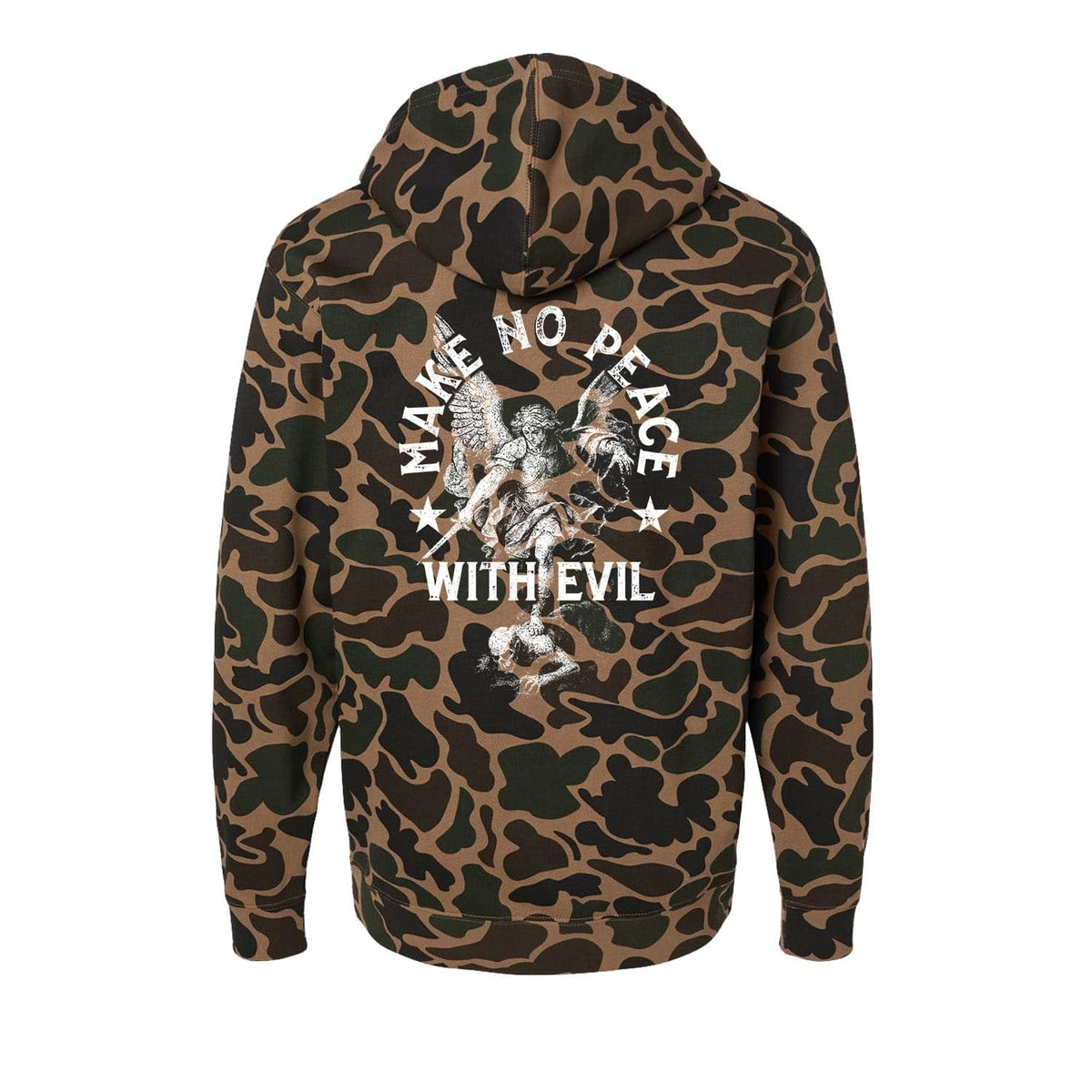 Make No Peace With Evil Hoodie in Duck Camo