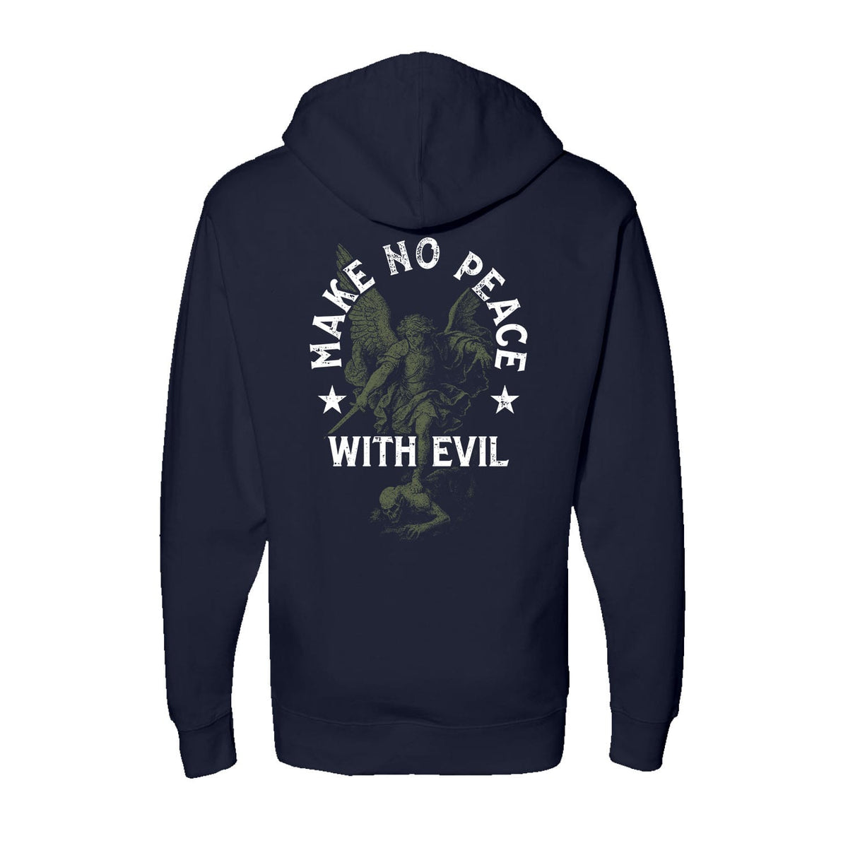 Make No Peace With Evil Hoodie in Navy