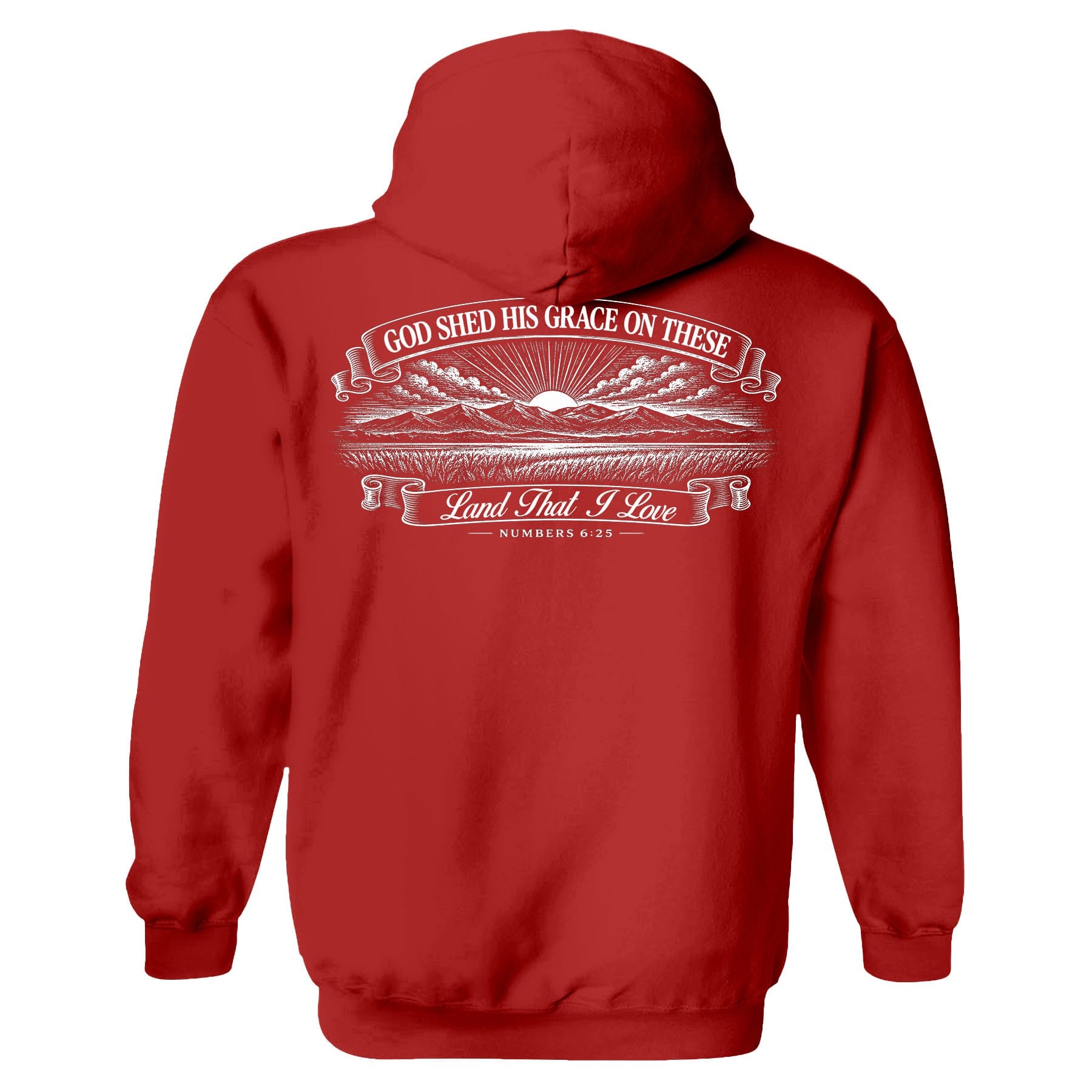 OurTrueGod Customs Apparel Hoodie / Red / S God Shed His Grace On These - Numbers 6:25 Hoodie