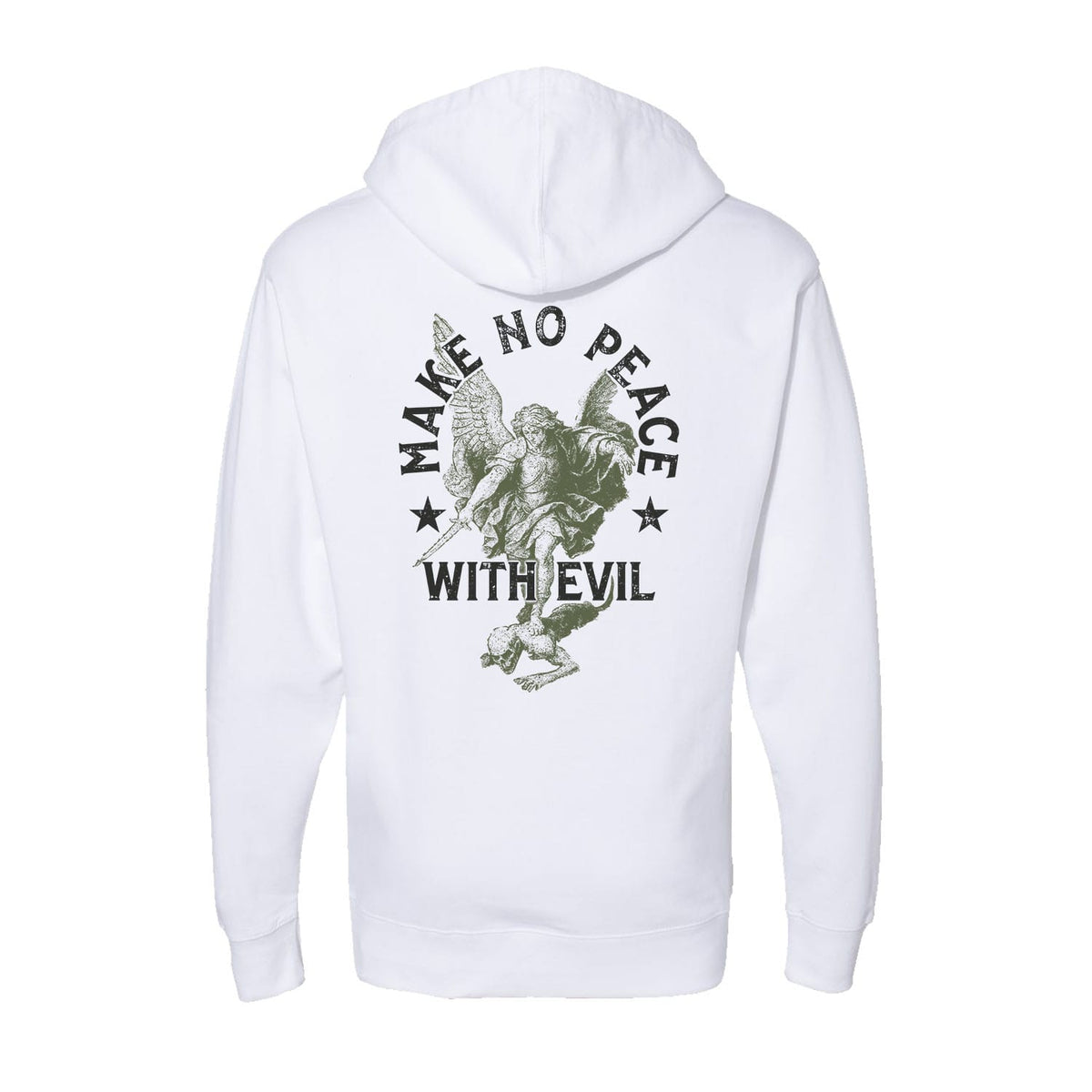 Make No Peace With Evil Hoodie in White