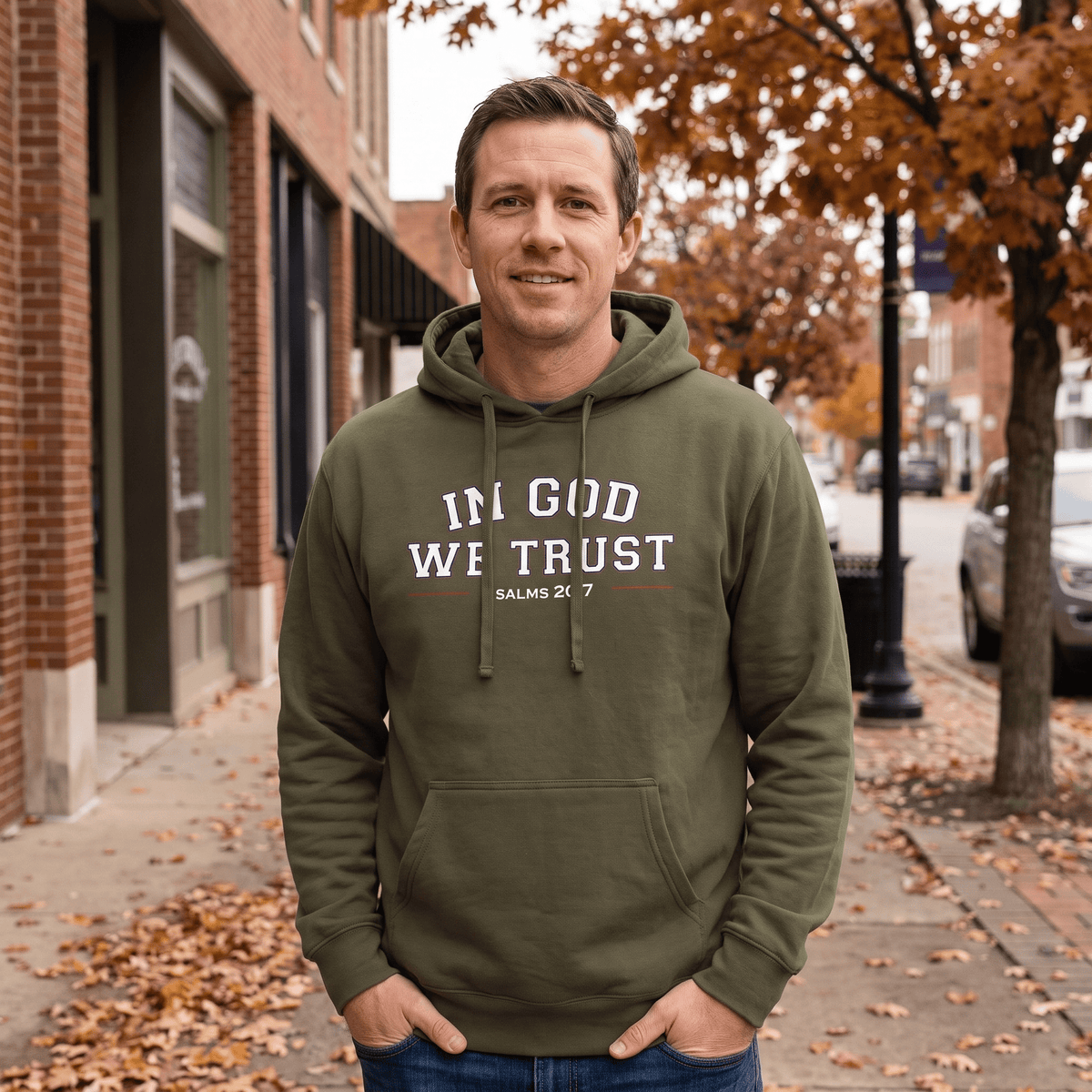 OurTrueGod Customs Apparel In God We Trust - Psalms 20:7 Hoodie