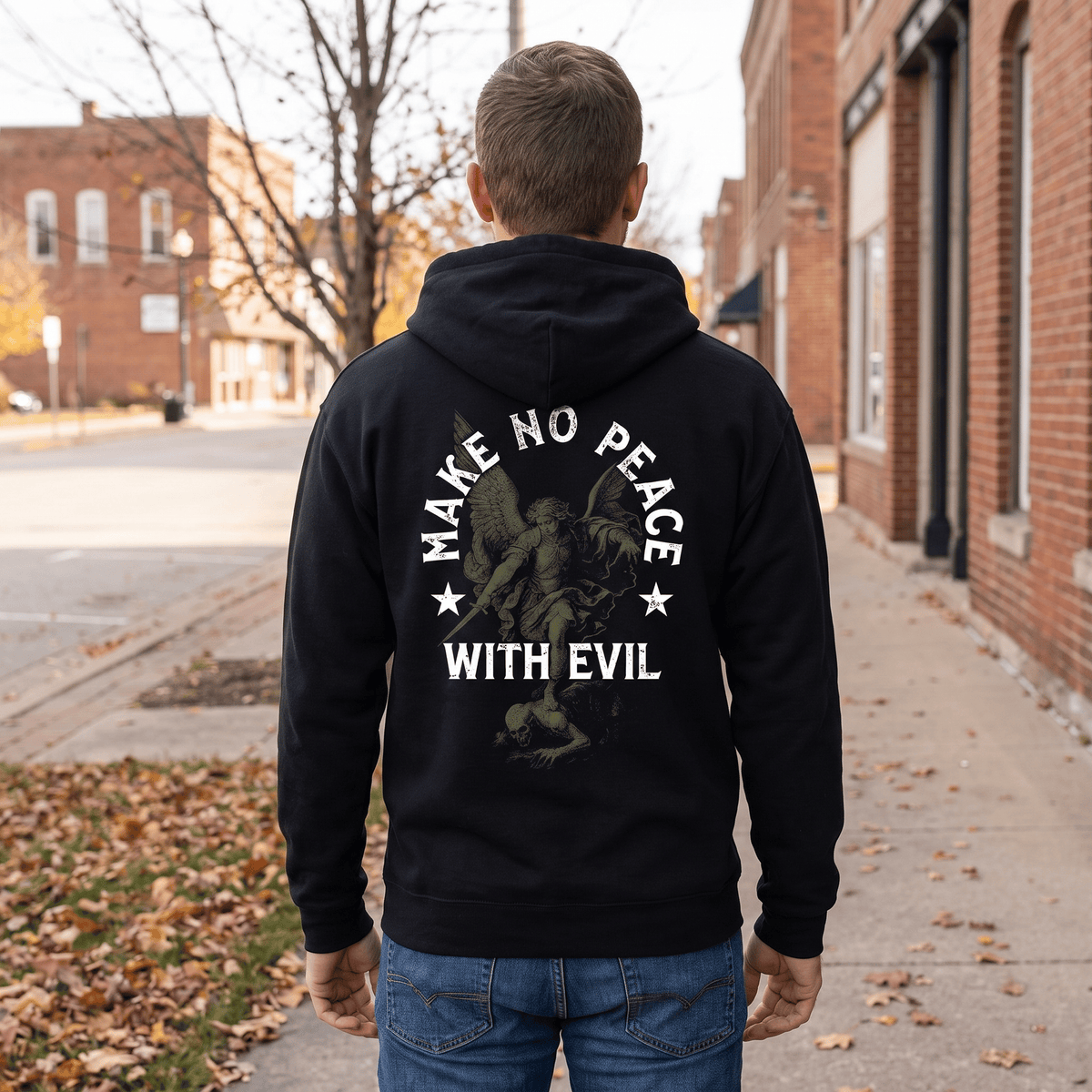 OurTrueGod Customs Apparel Make No Peace With Evil Hoodie