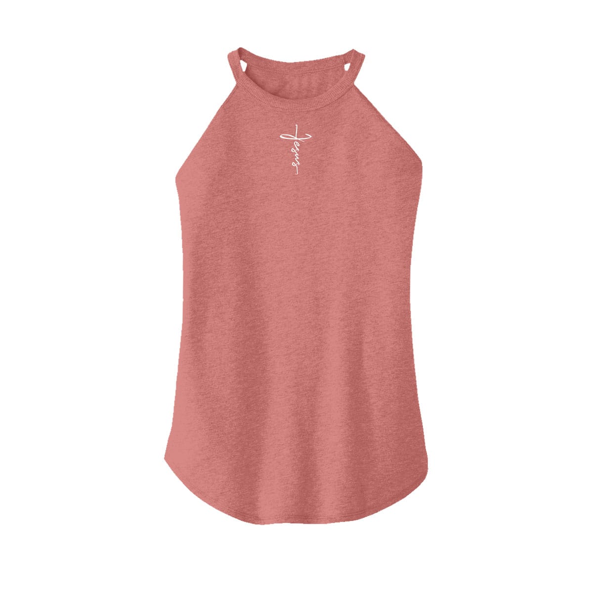 OurTrueGod Customs Apparel Women's Rocker Tank / Blush Frost / XS Jesus Cross Rocker Tank (Front)