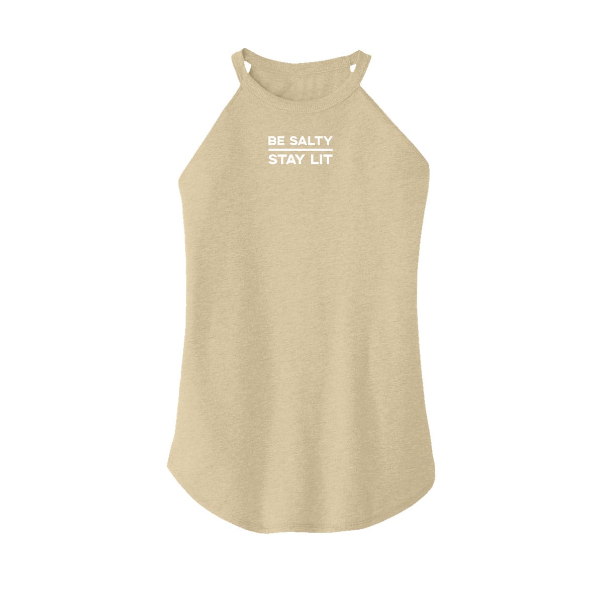 OurTrueGod Customs Apparel Women's Rocker Tank / Desert Tan Heather / XS Be Salty Stay Lit Rocker Tank (Front)
