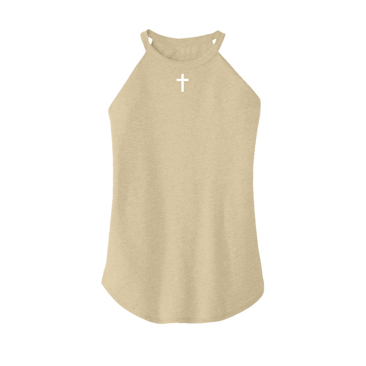 OurTrueGod Customs Apparel Women's Rocker Tank / Desert Tan Heather / XS Cross Rocker Tank (Front)
