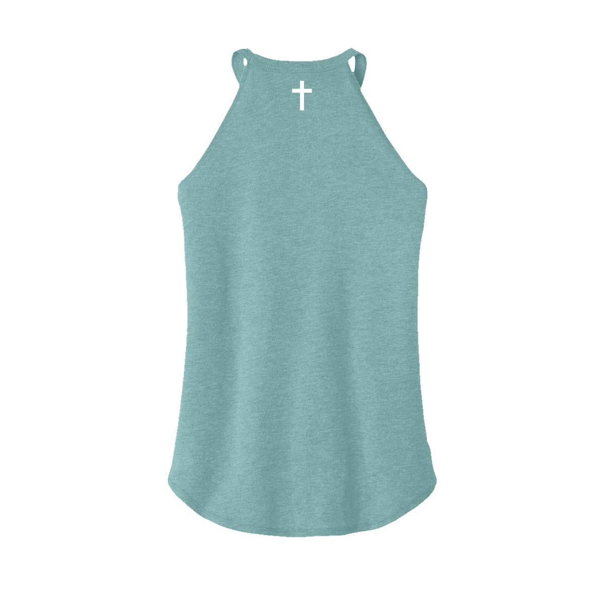OurTrueGod Customs Apparel Women's Rocker Tank / Heathered Eucalyptus Blue / XS Cross Rocker Tank (Back)