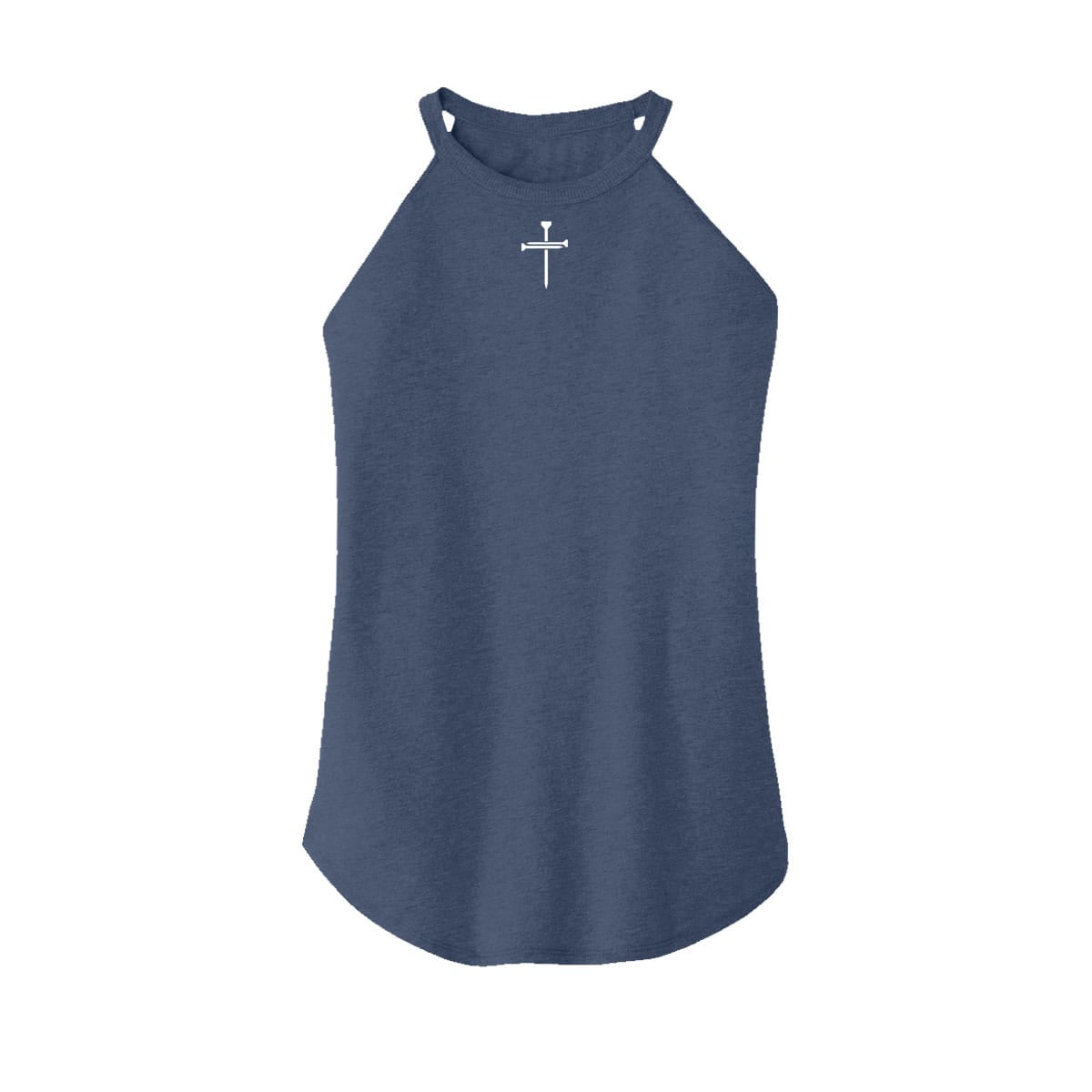 OurTrueGod Customs Apparel Women's Rocker Tank / Navy Frost / XS Nail Cross Rocker Tank (Front)