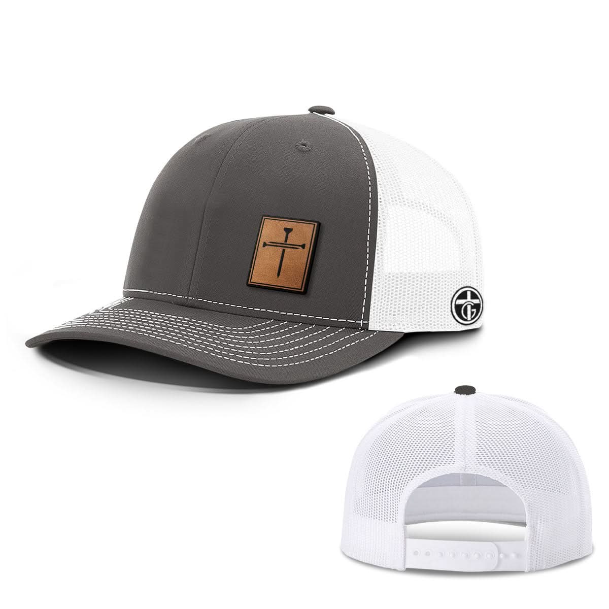 OurTrueGod Customs Hat 3 Nail Cross Leather Patch Hats