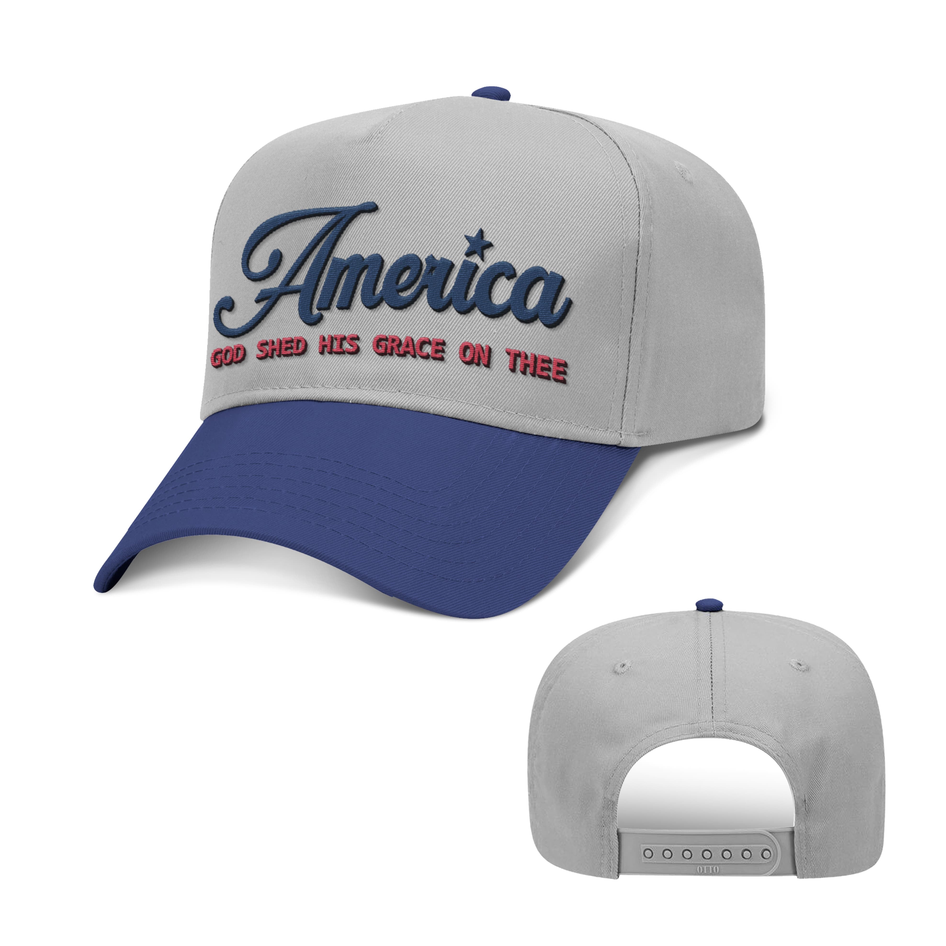 OurTrueGod Customs Hat Baseball / Royal Blue and Grey / One Size America God Shed His Grace On Thee Two Tone Hats