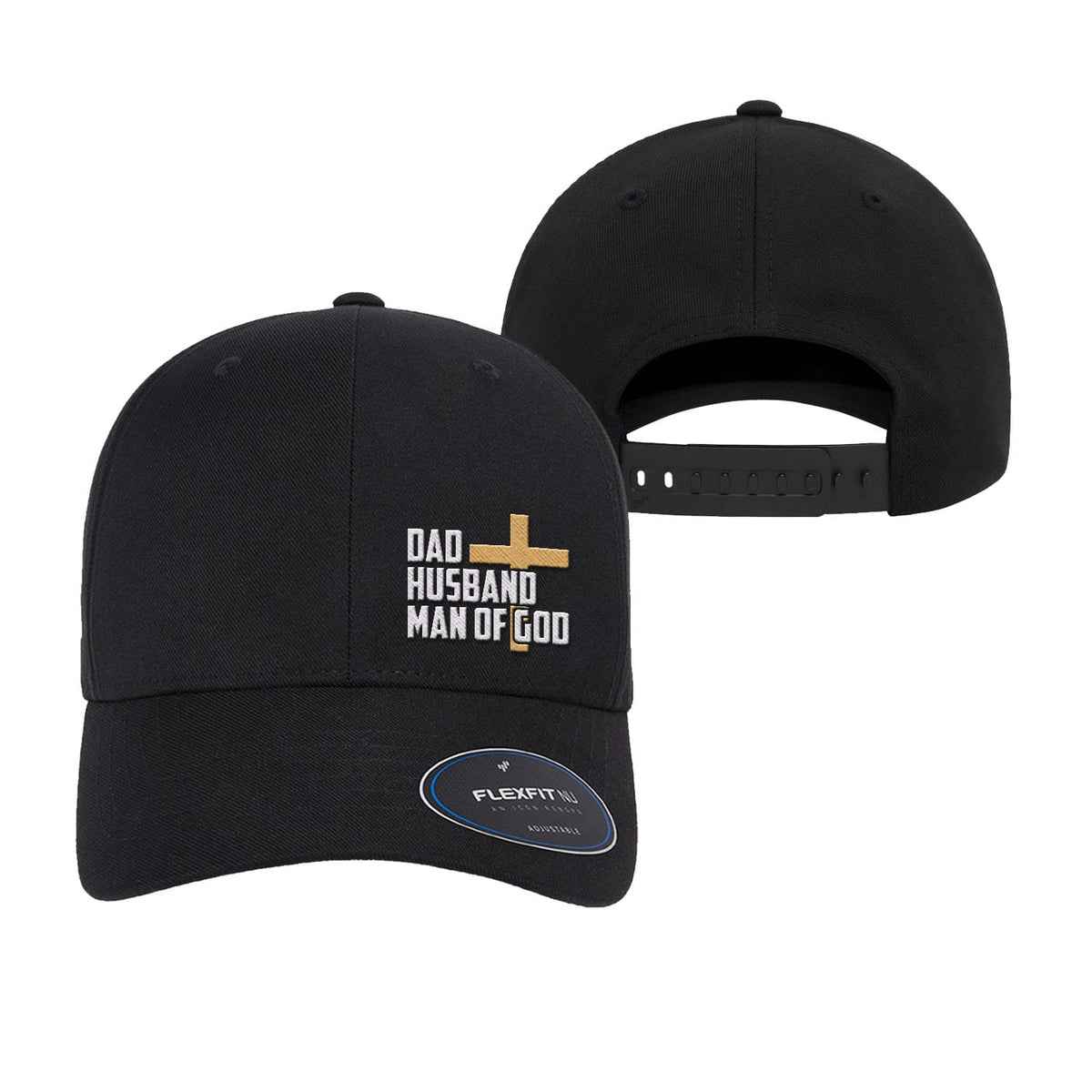 OurTrueGod Customs Hat Dad, Husband, Man of God Premium Flexfit Hats