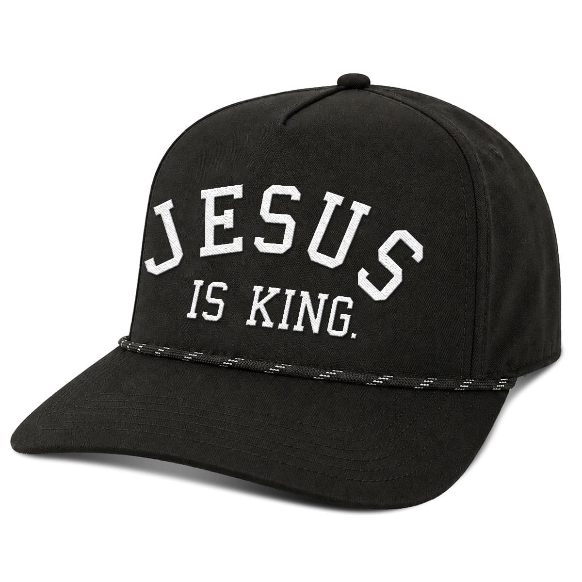 OurTrueGod Customs Hat Five Panel Classic / Black / One Size Jesus Is King Rope Hats