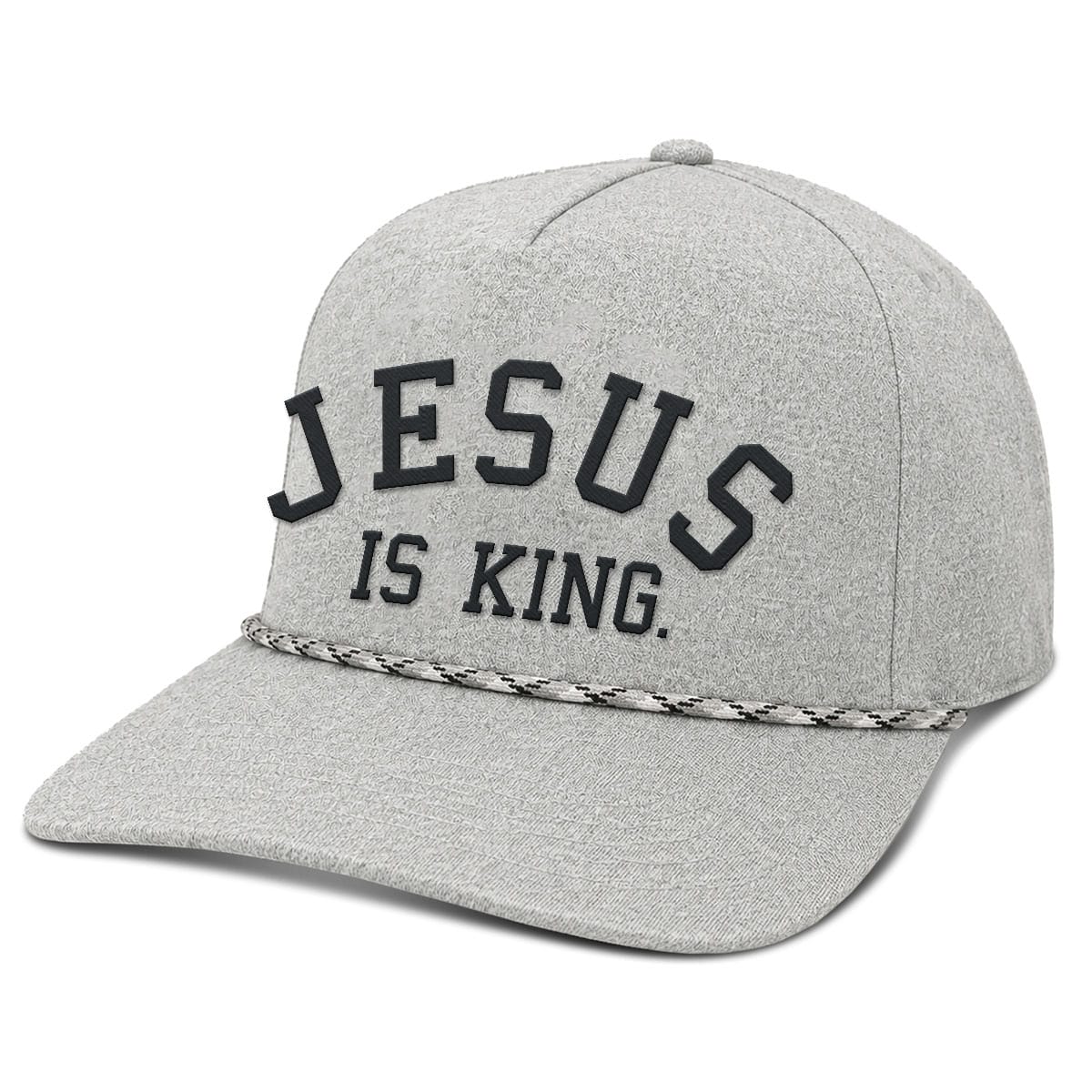 OurTrueGod Customs Hat Five Panel Classic / Heather Grey / One Size Jesus Is King Rope Hats