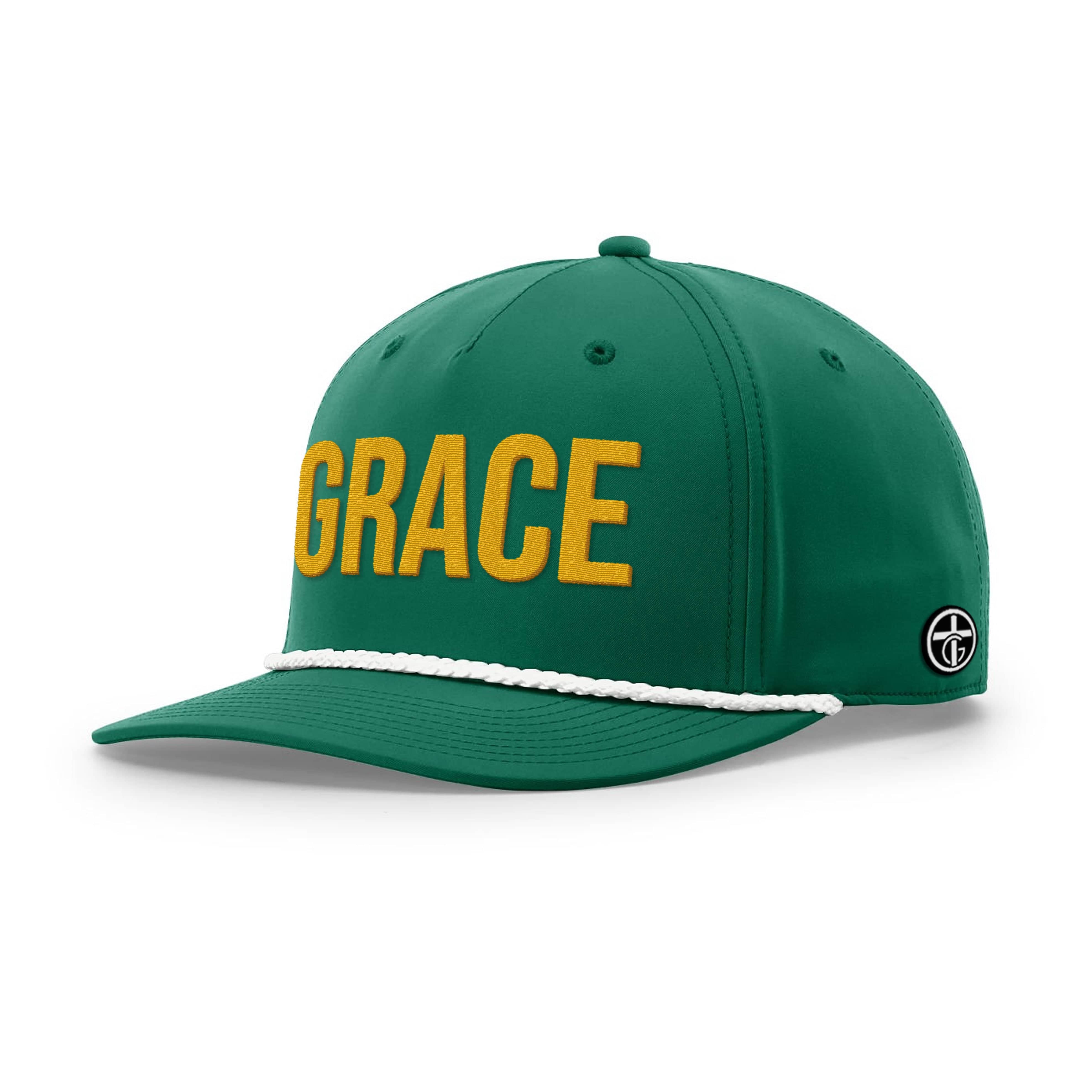 OurTrueGod Customs Hat Five Panel Classic / Kelly and White / One Size GRACE Rope Hats