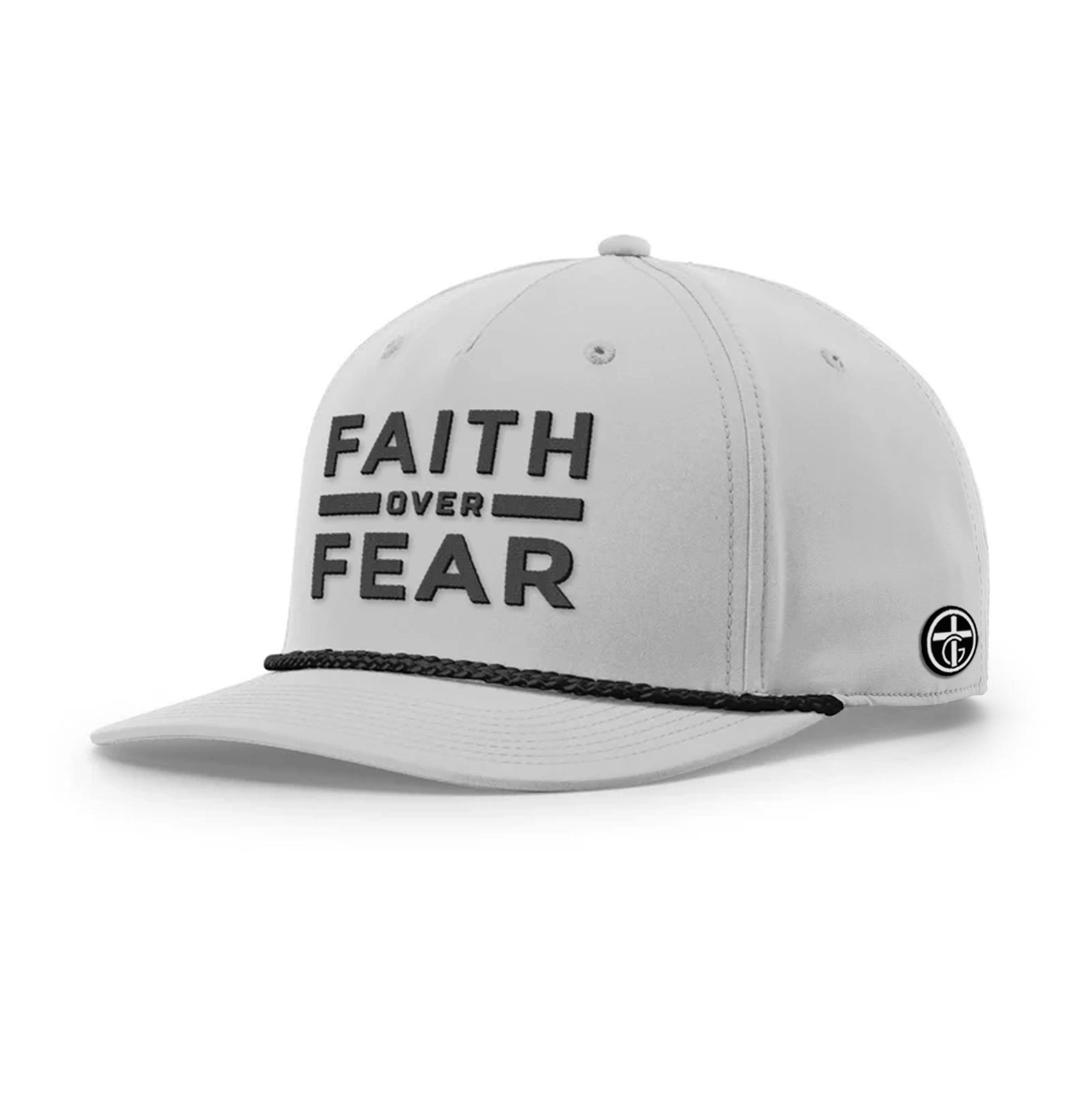 OurTrueGod Customs Hat Five Panel Classic / Light Grey and Black / One Size Faith Over Fear Rope Hats