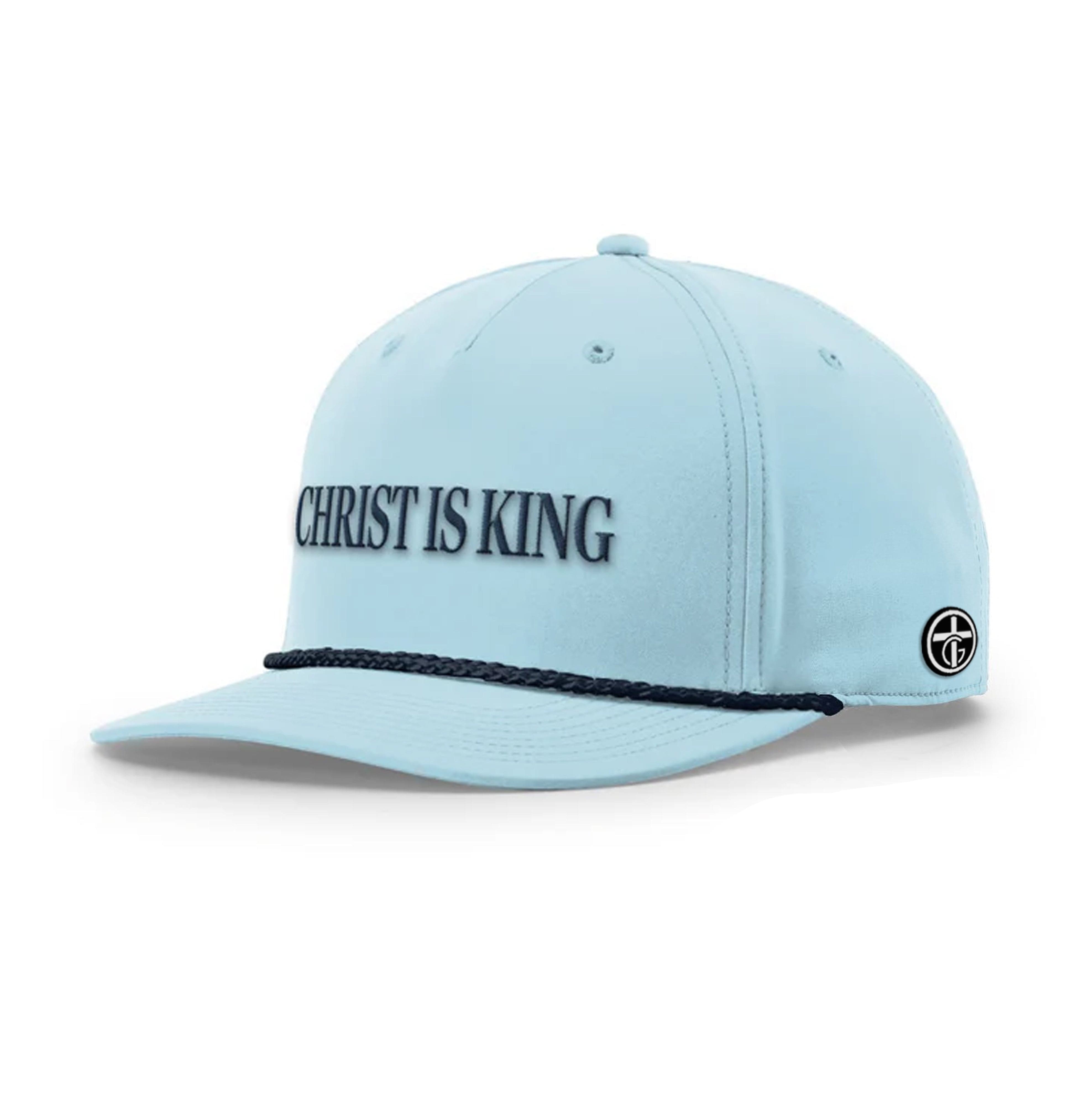 OurTrueGod Customs Hat Five Panel Classic / Soft Blue and Navy / One Size Christ Is King Rope Hats