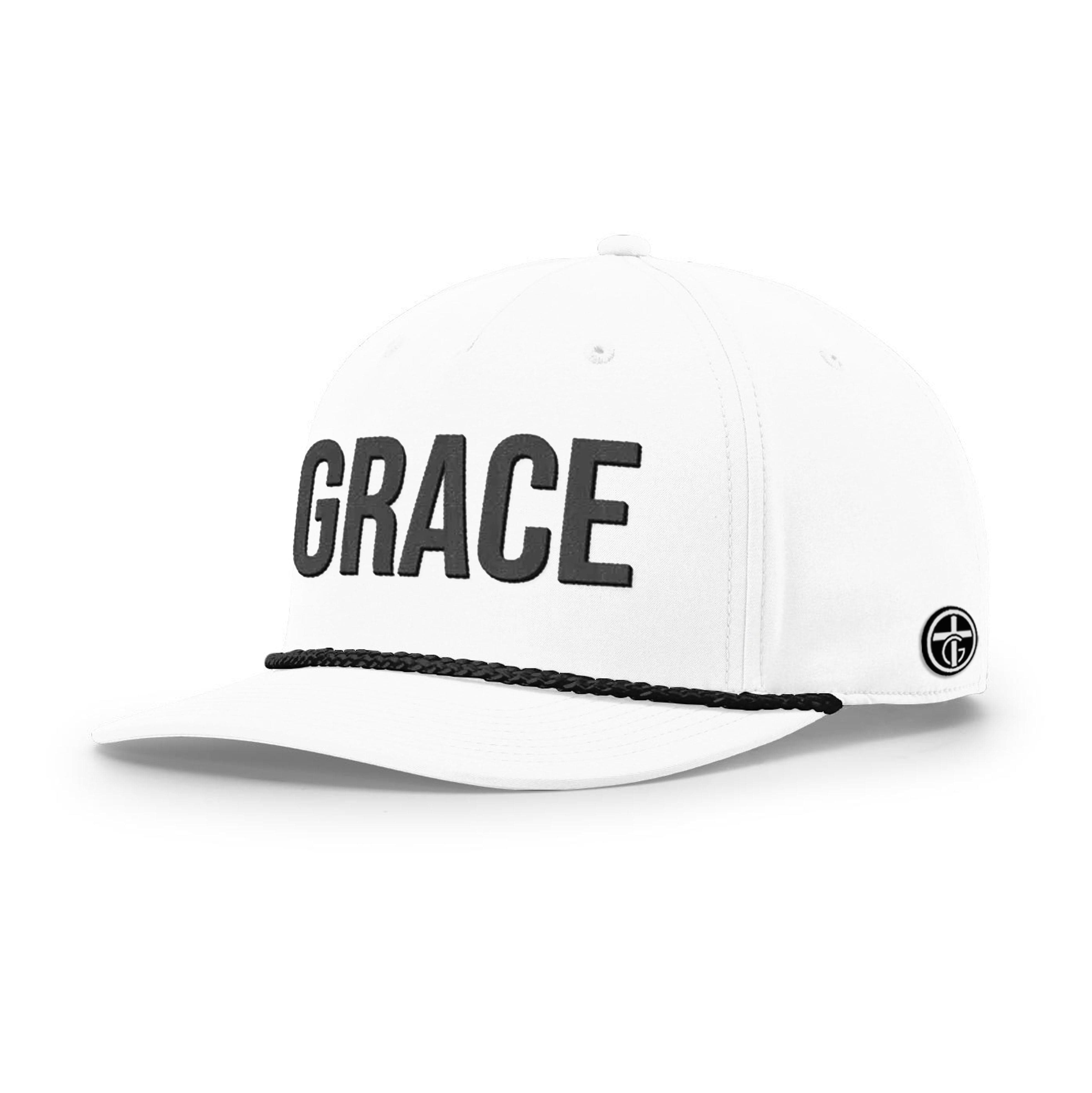 OurTrueGod Customs Hat Five Panel Classic / White and Black / One Size GRACE Rope Hats