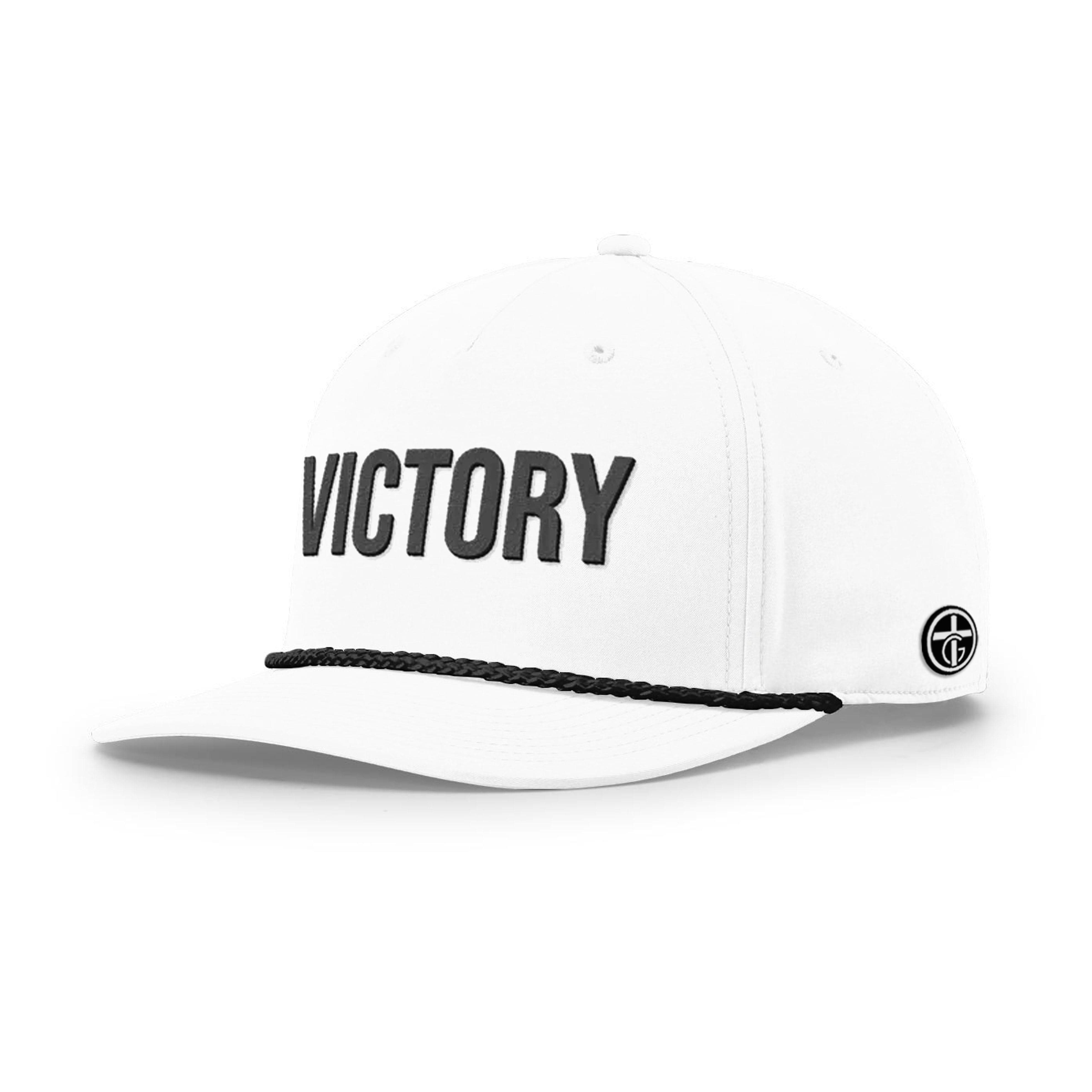 OurTrueGod Customs Hat Five Panel Classic / White and Black / One Size VICTORY Rope Hats