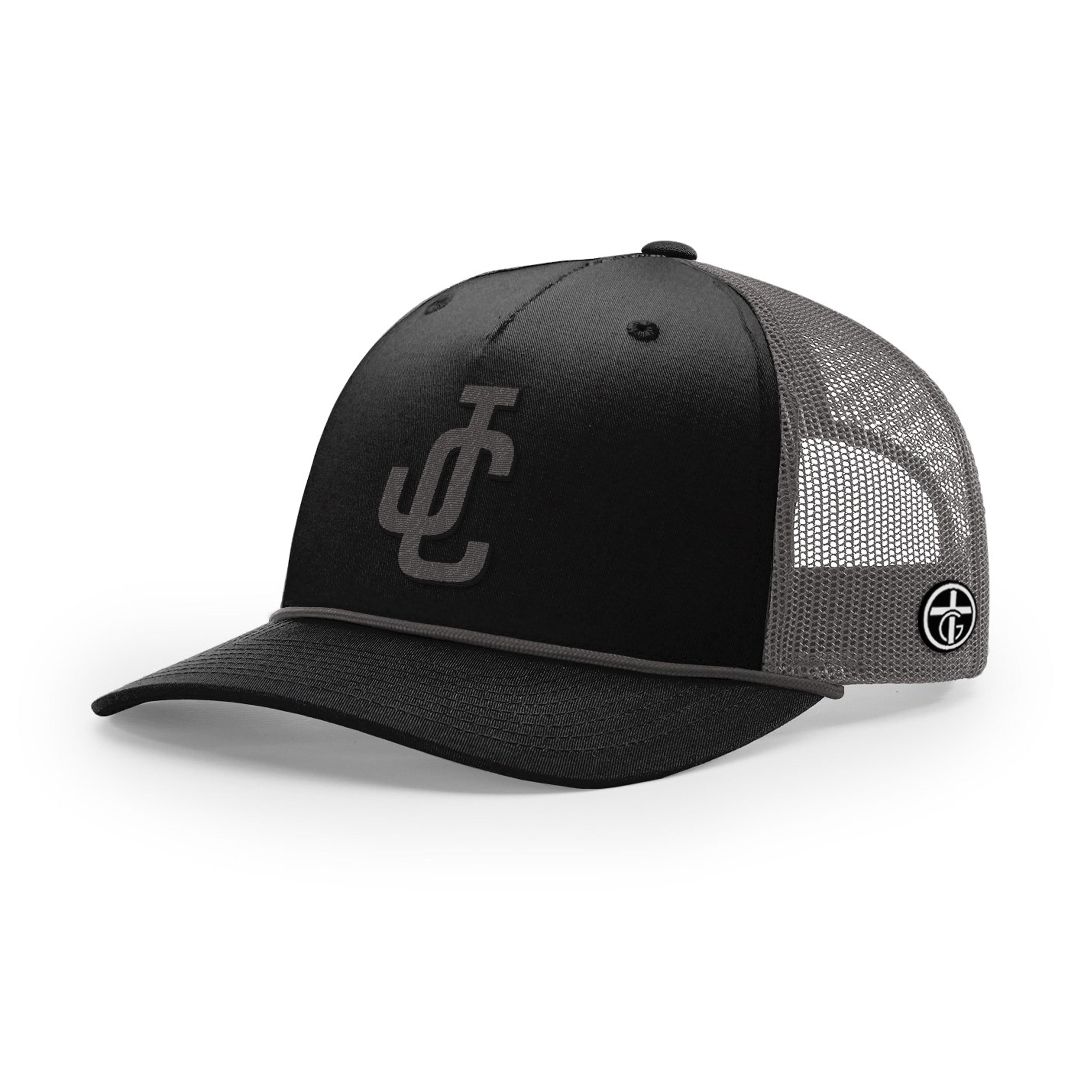 OurTrueGod Customs Hat Five Panel Trucker with Rope / Black and Charcoal / One Size JC Rope Trucker Hats