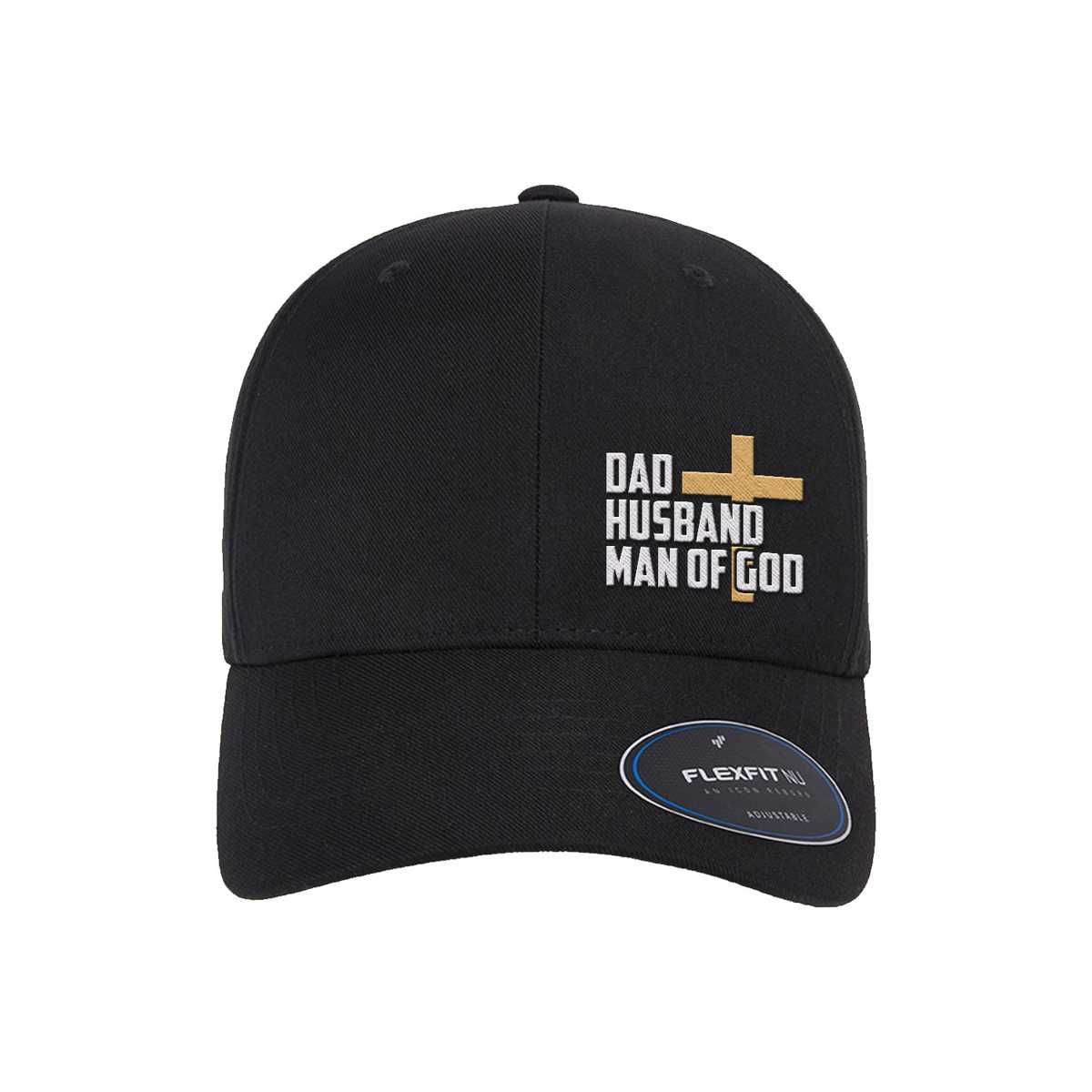 OurTrueGod Customs Hat Flexfit Adjustable Cap / Black / One Size Dad, Husband, Man of God Premium Flexfit Hats