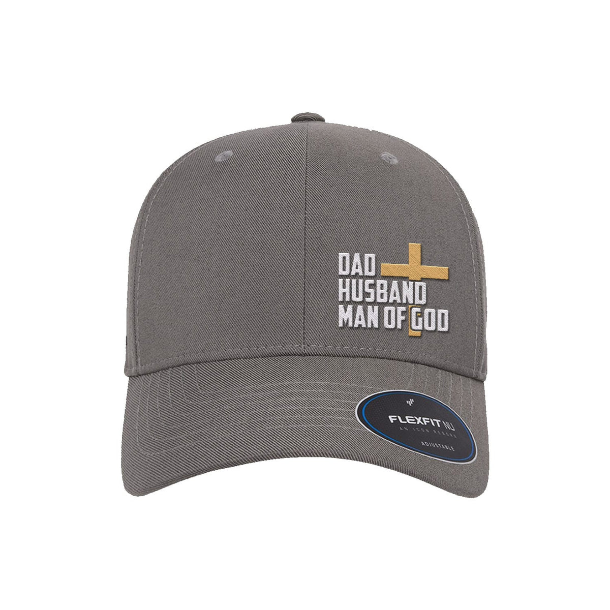 OurTrueGod Customs Hat Flexfit Adjustable Cap / Grey / One Size Dad, Husband, Man of God Premium Flexfit Hats