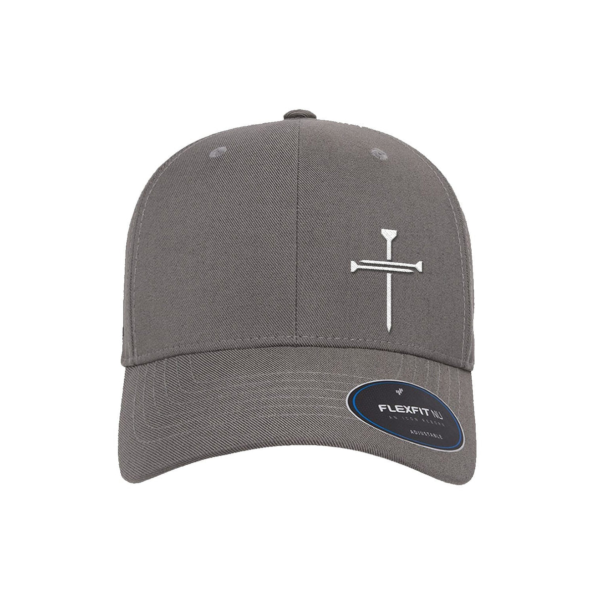 OurTrueGod Customs Hat Flexfit Adjustable Cap / Grey / One Size Nail Cross Lower Left Premium Flexfit Hats