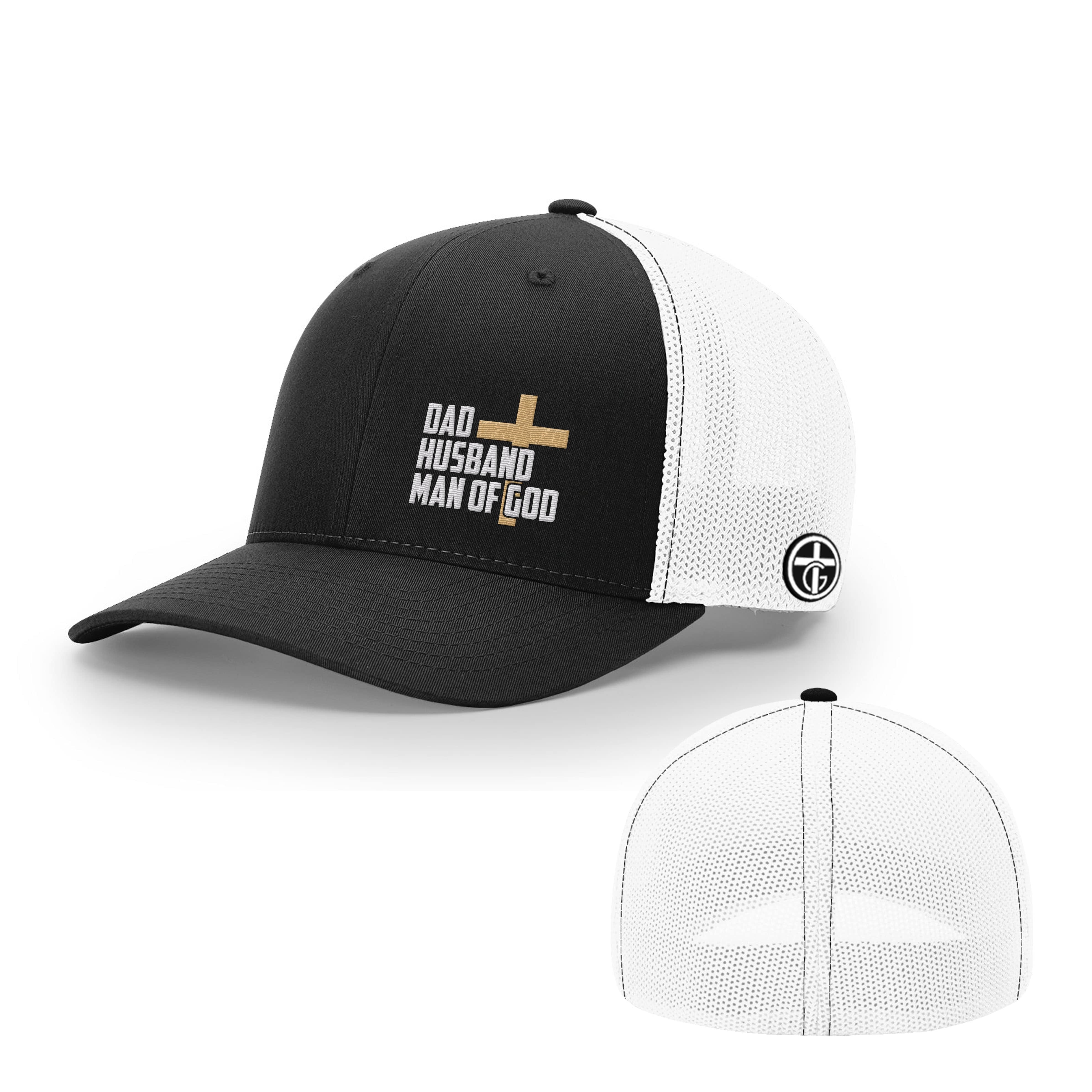 OurTrueGod Customs Hat Flexfit / Black and White / S/M Dad, Husband, Man of God Hats