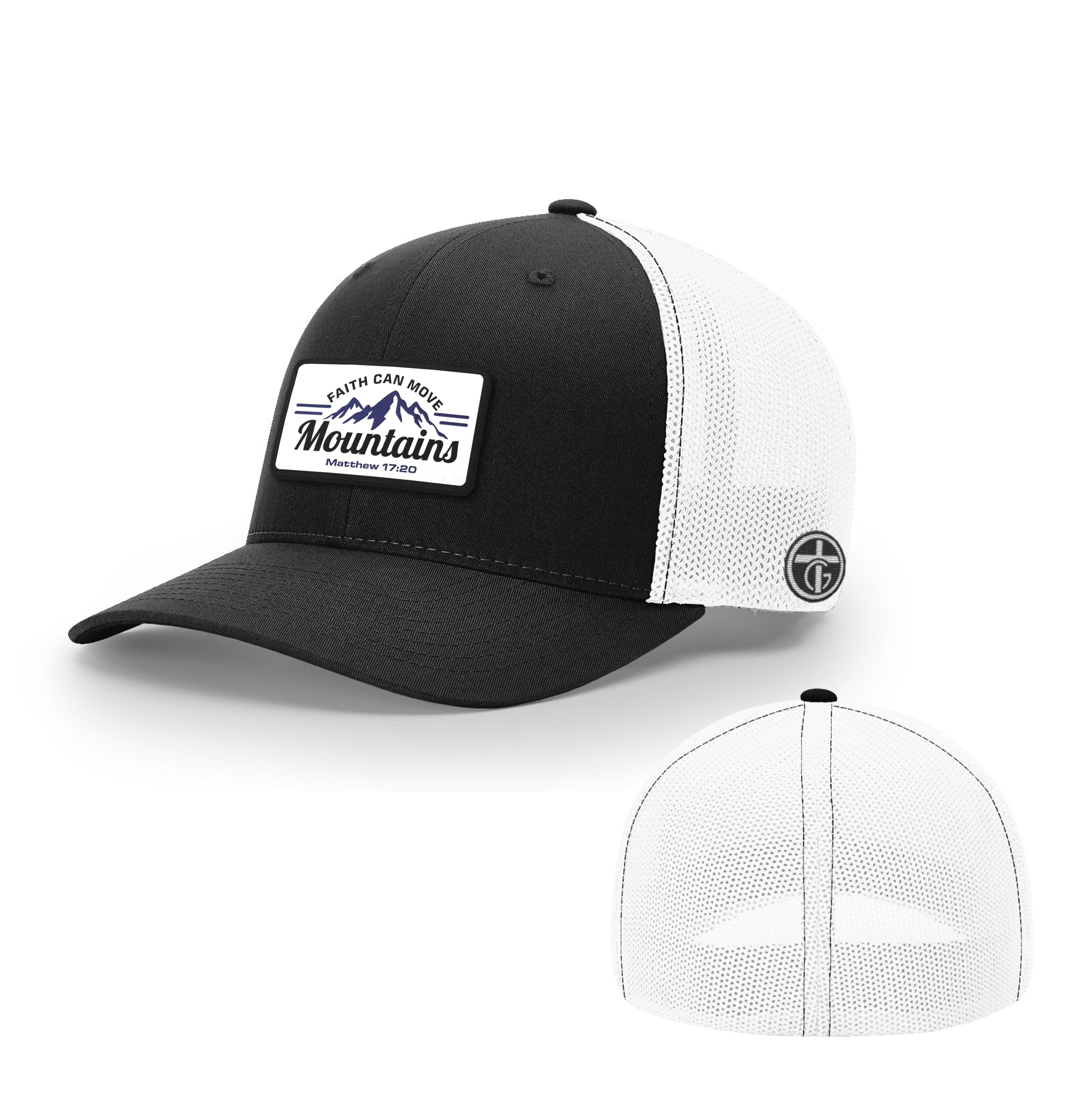 OurTrueGod Customs Hat Flexfit / Black and White / S/M Faith Can Move Mountains Patch Hats