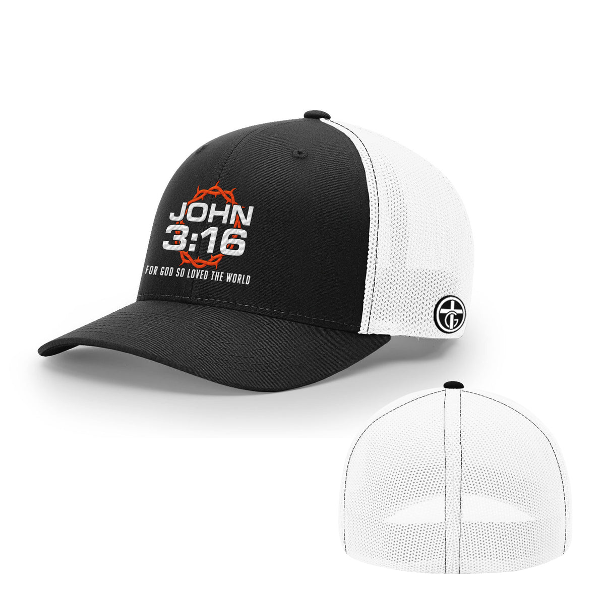 OurTrueGod Customs Hat Flexfit / Black and White / S/M For God So Loved The World Hats