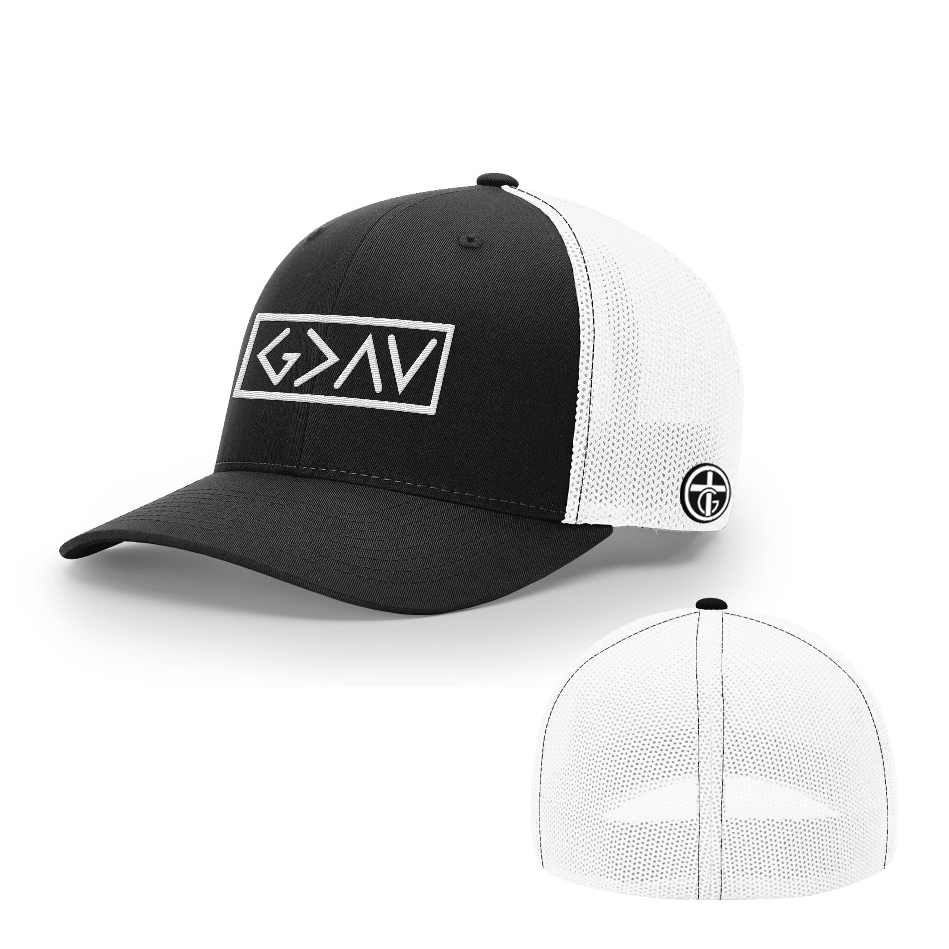 OurTrueGod Customs Hat Flexfit / Black and White / S/M God is Greater Than the Highs and Lows Hats