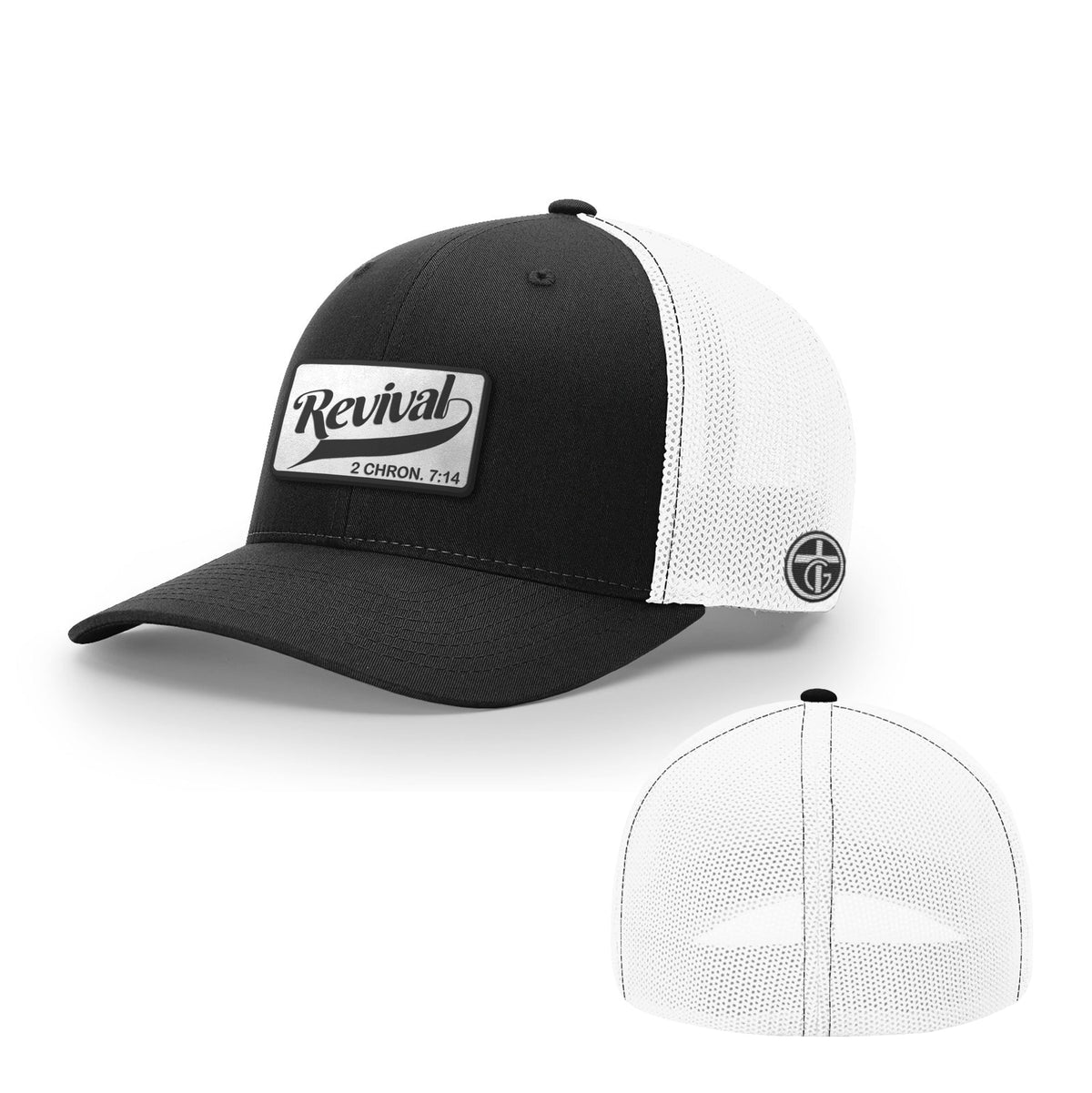 Revival Patch Hat, Flexfit in Black and White