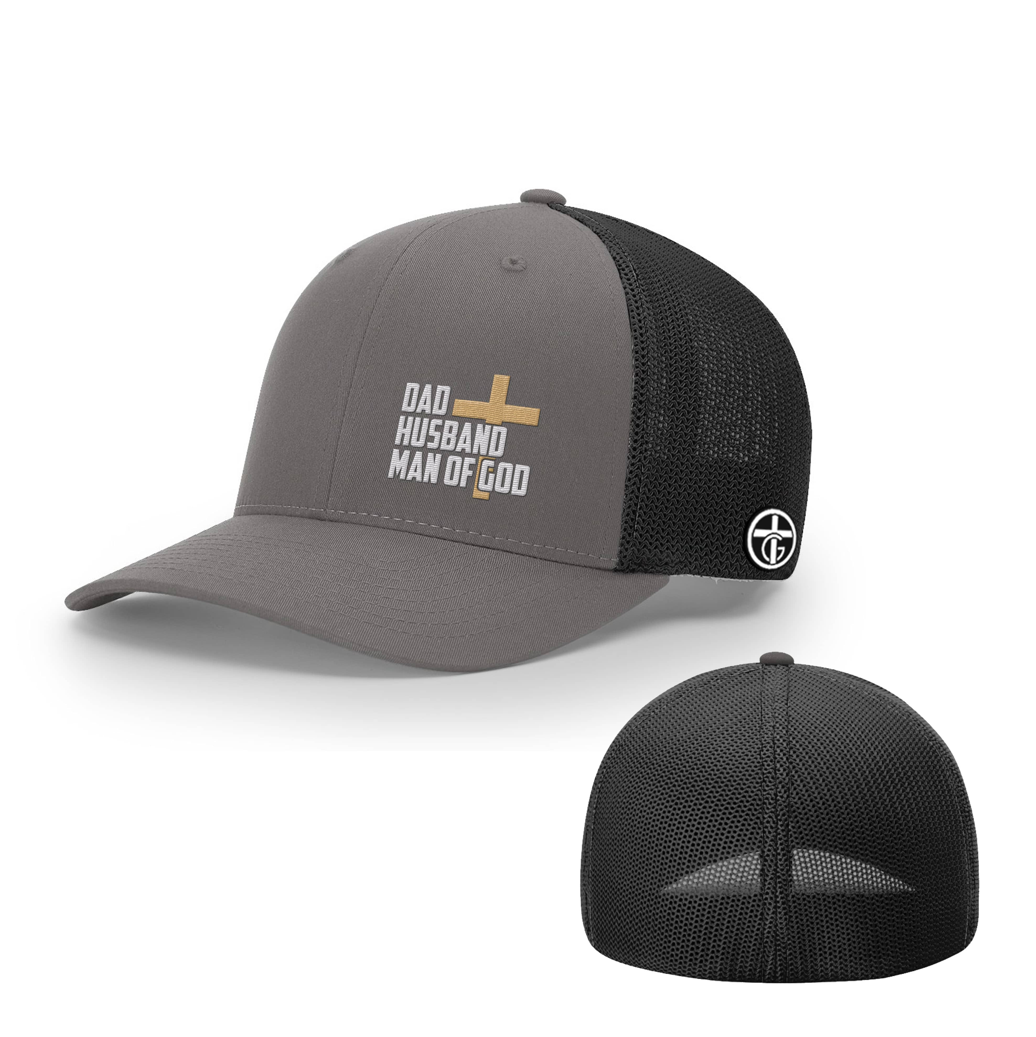 OurTrueGod Customs Hat Flexfit / Charcoal and Black / S/M Dad, Husband, Man of God Hats