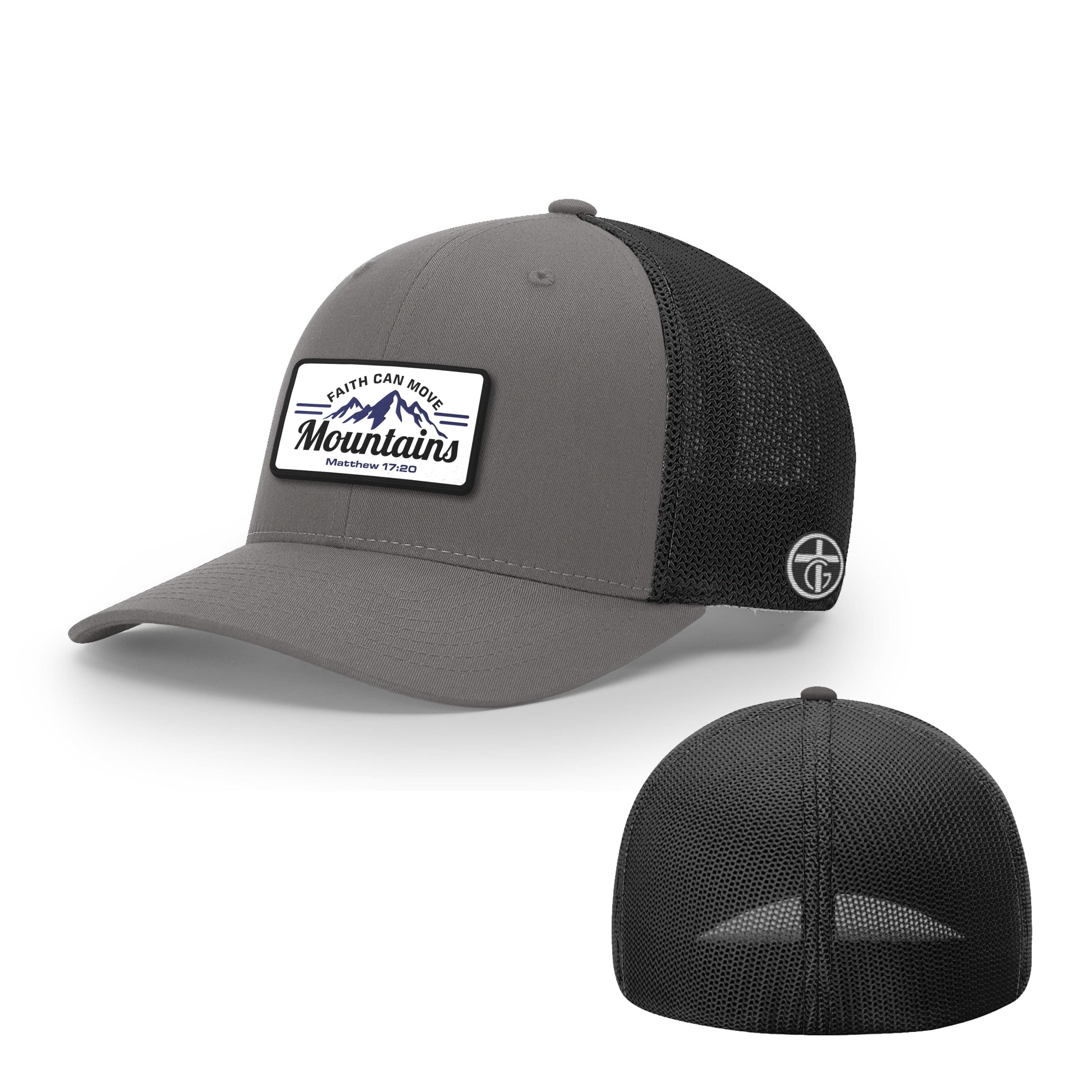 OurTrueGod Customs Hat Flexfit / Charcoal and Black / S/M Faith Can Move Mountains Patch Hats
