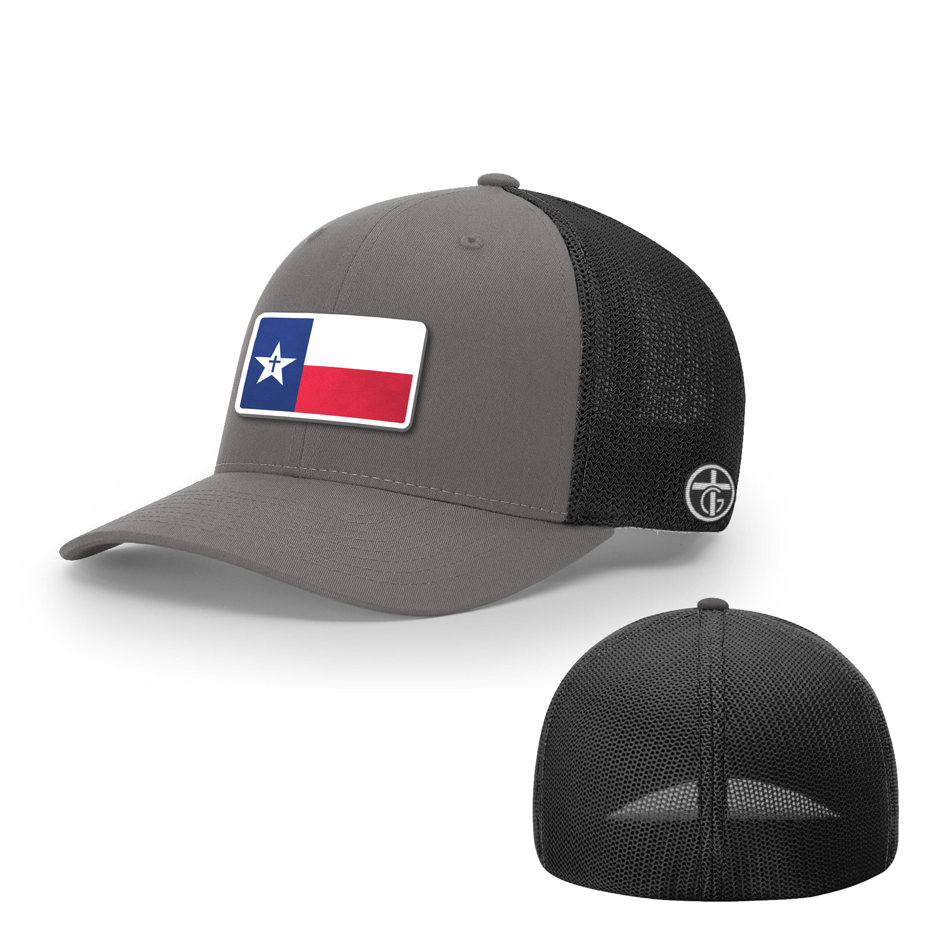 OurTrueGod Customs Hat Flexfit / Charcoal and Black / S/M Texas is God's Country Patch Hats