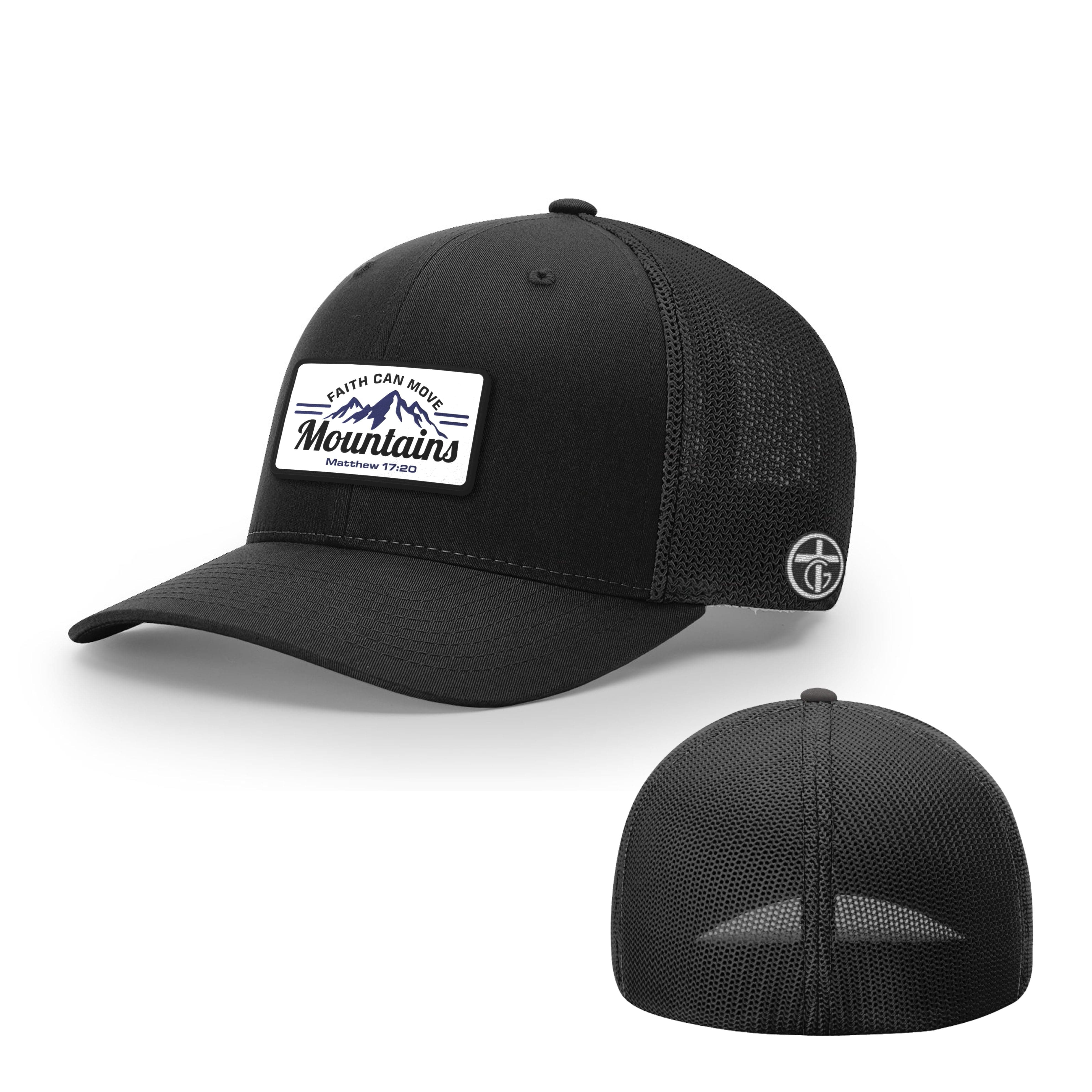 OurTrueGod Customs Hat Flexfit / Full Black / S/M Faith Can Move Mountains Patch Hats