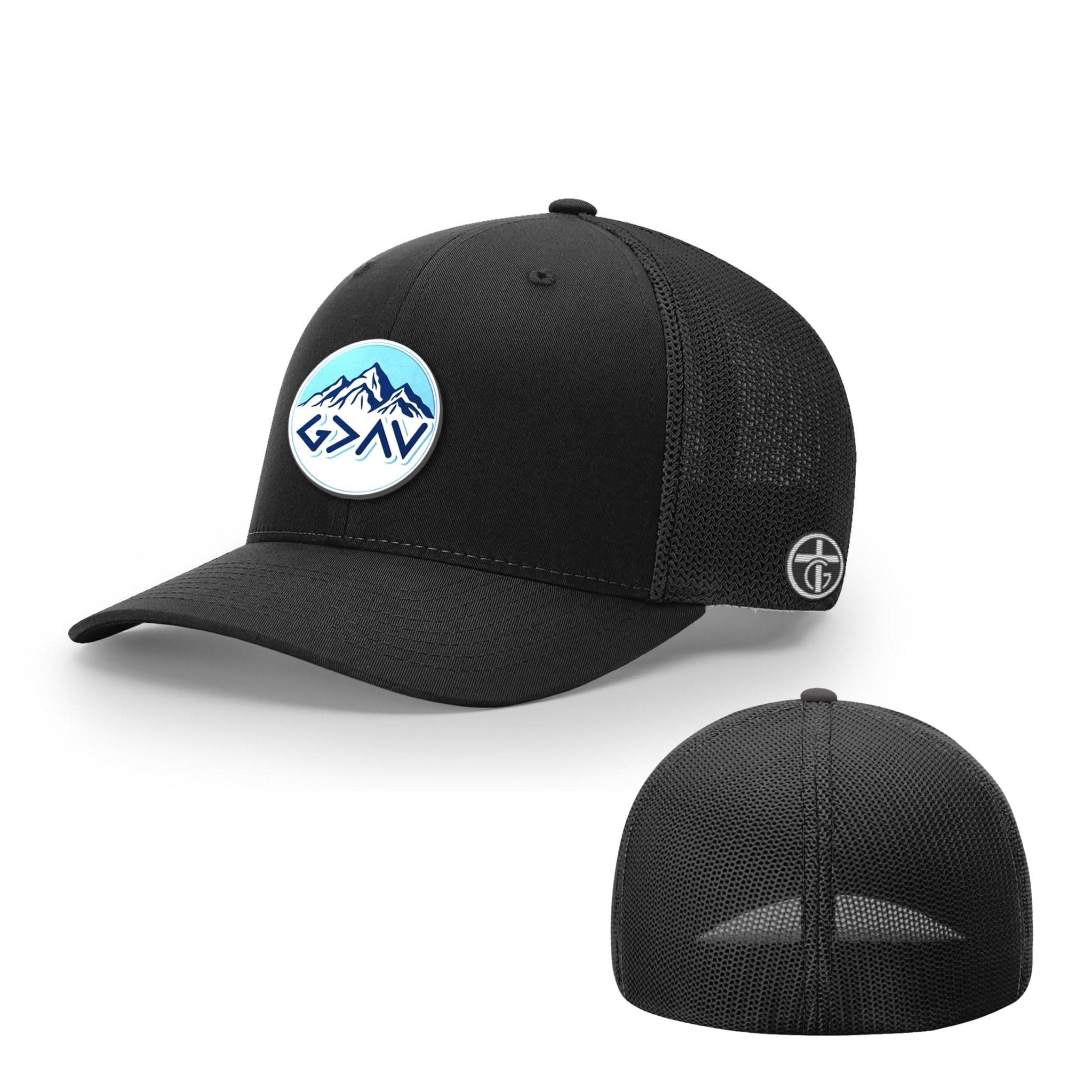 OurTrueGod Customs Hat Flexfit / Full Black / S/M God Is Greater Than The Highs And Lows Mountain Circle Patch Hats
