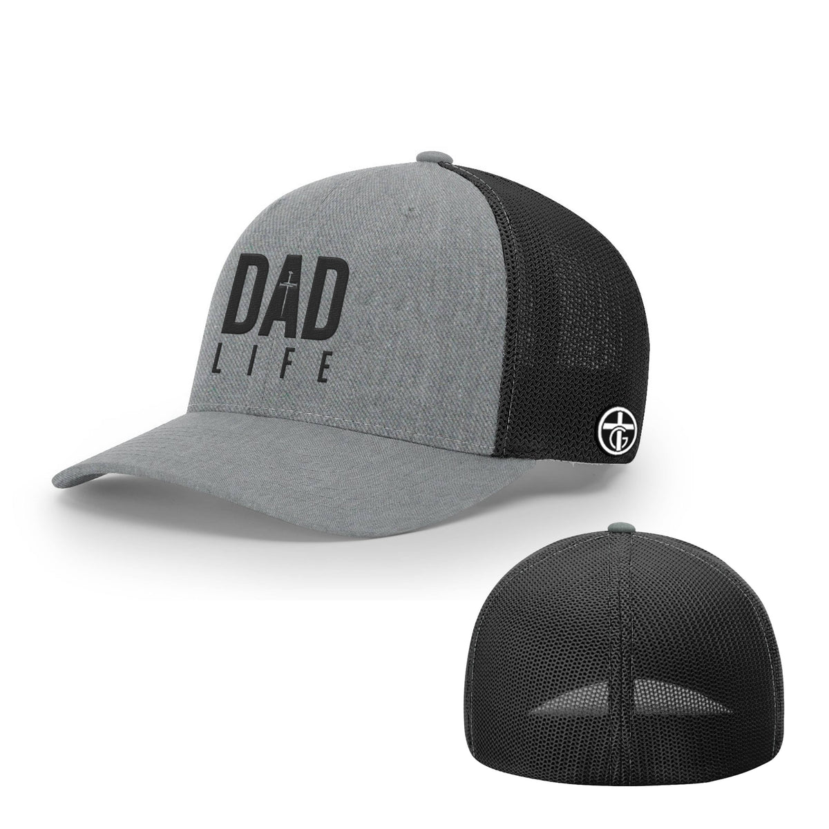 OurTrueGod Customs Hat Flexfit / Heather and Black / S/M Dad Life Hats